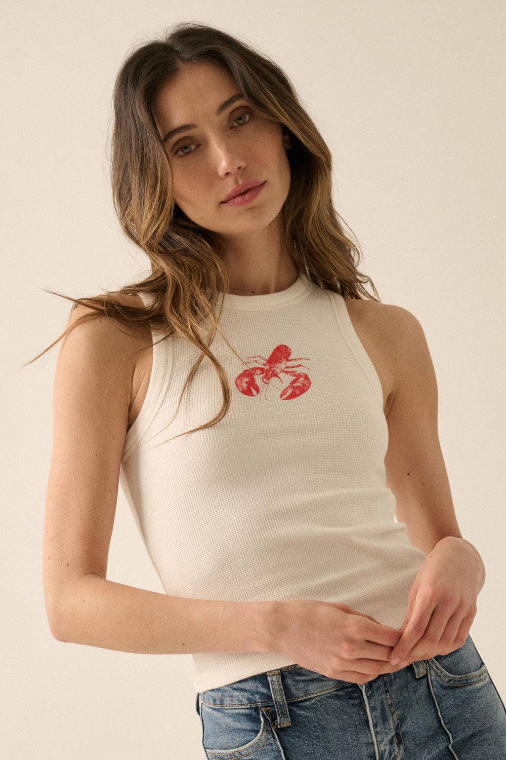 Lobster Graphic Tank Top: Ivory