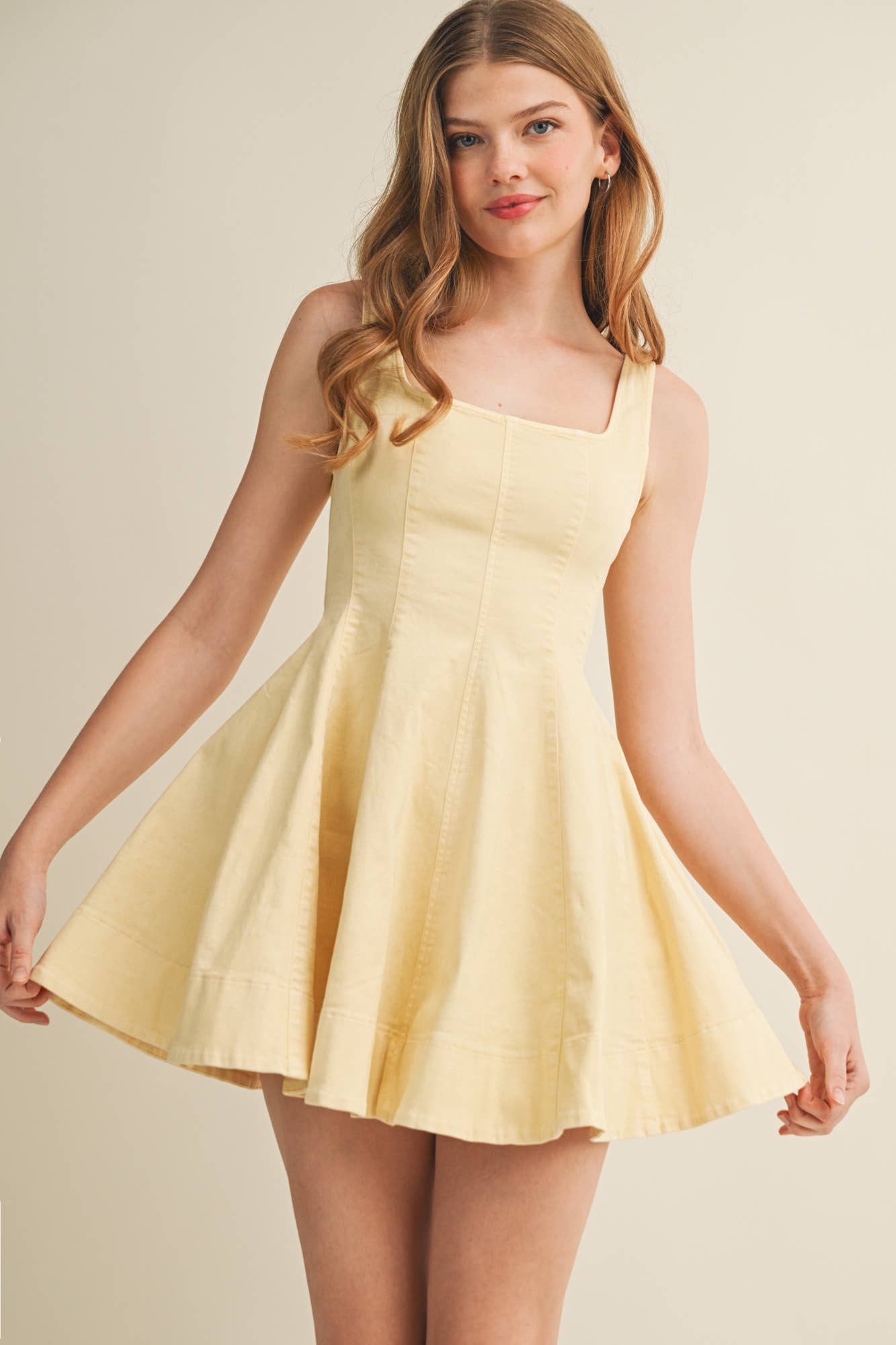 Flared Mini Dress: Butter