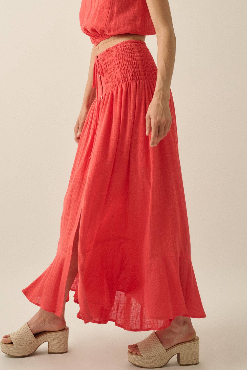 Cotton Gauze Skirt: Cherry Tomato