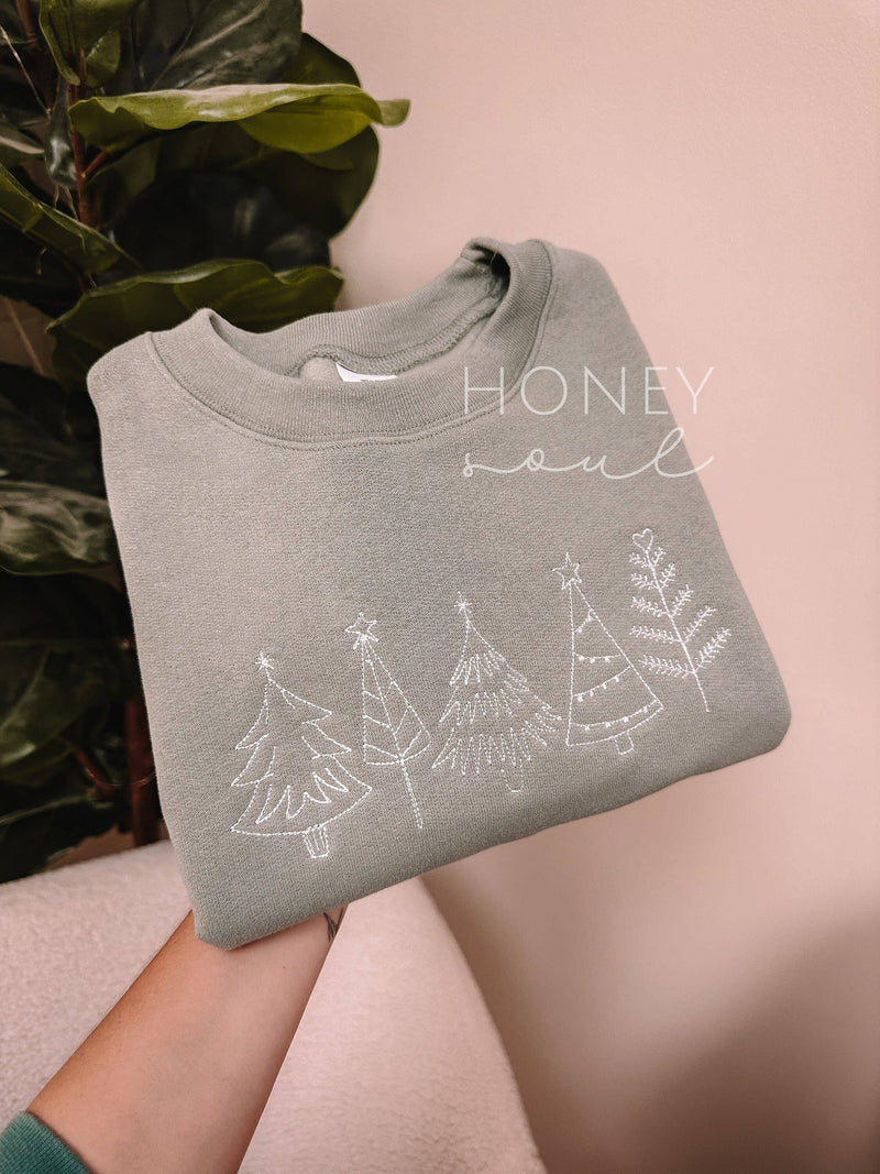 Embroidered Christmas Tree Sweatshirt