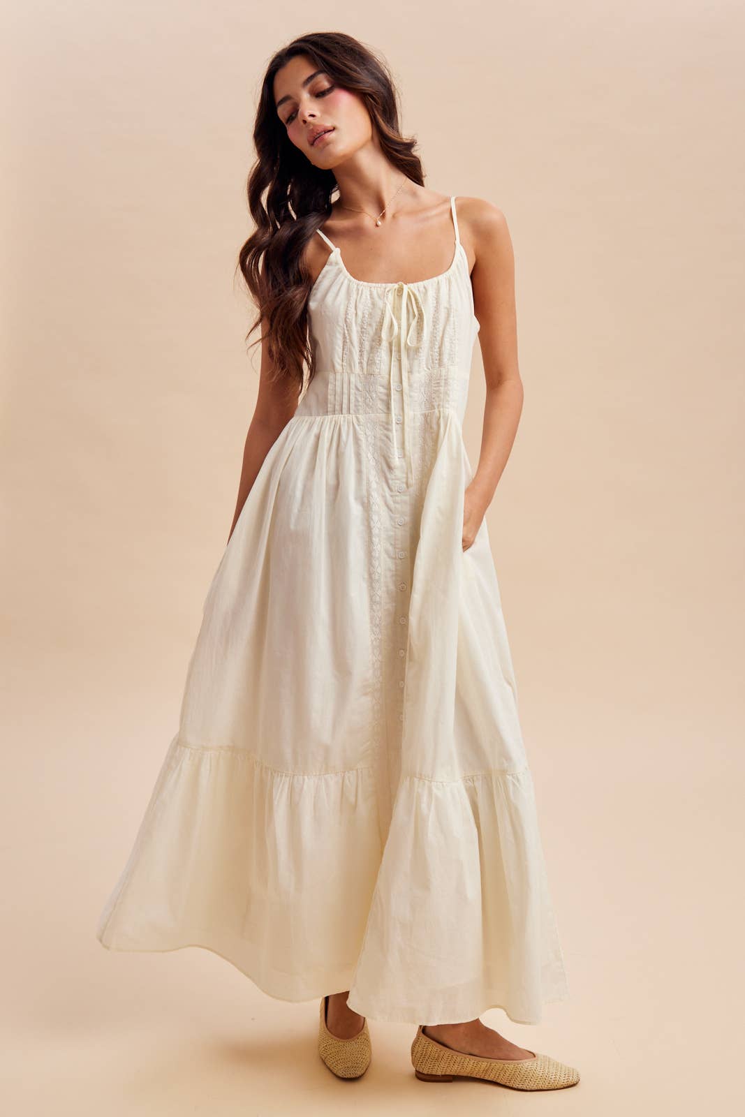 Gathered Maxi Dress: Buttercream