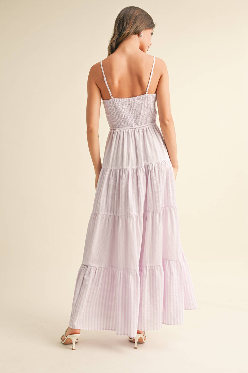 Striped Maxi Dress: LAVENDER
