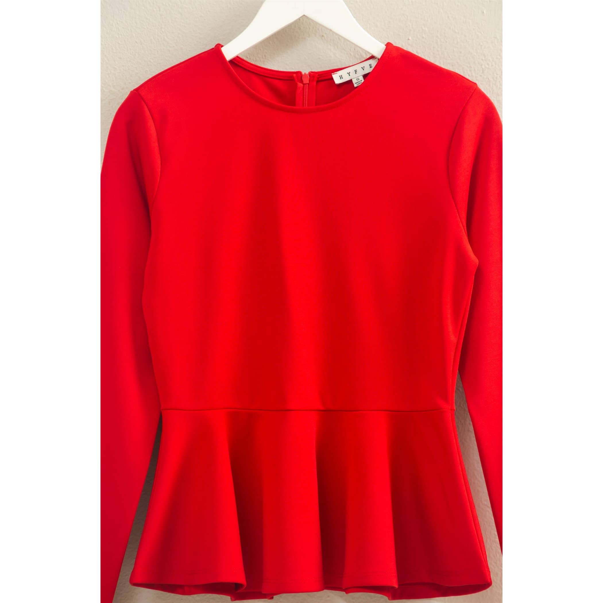 Peplum Tailored Top: Red