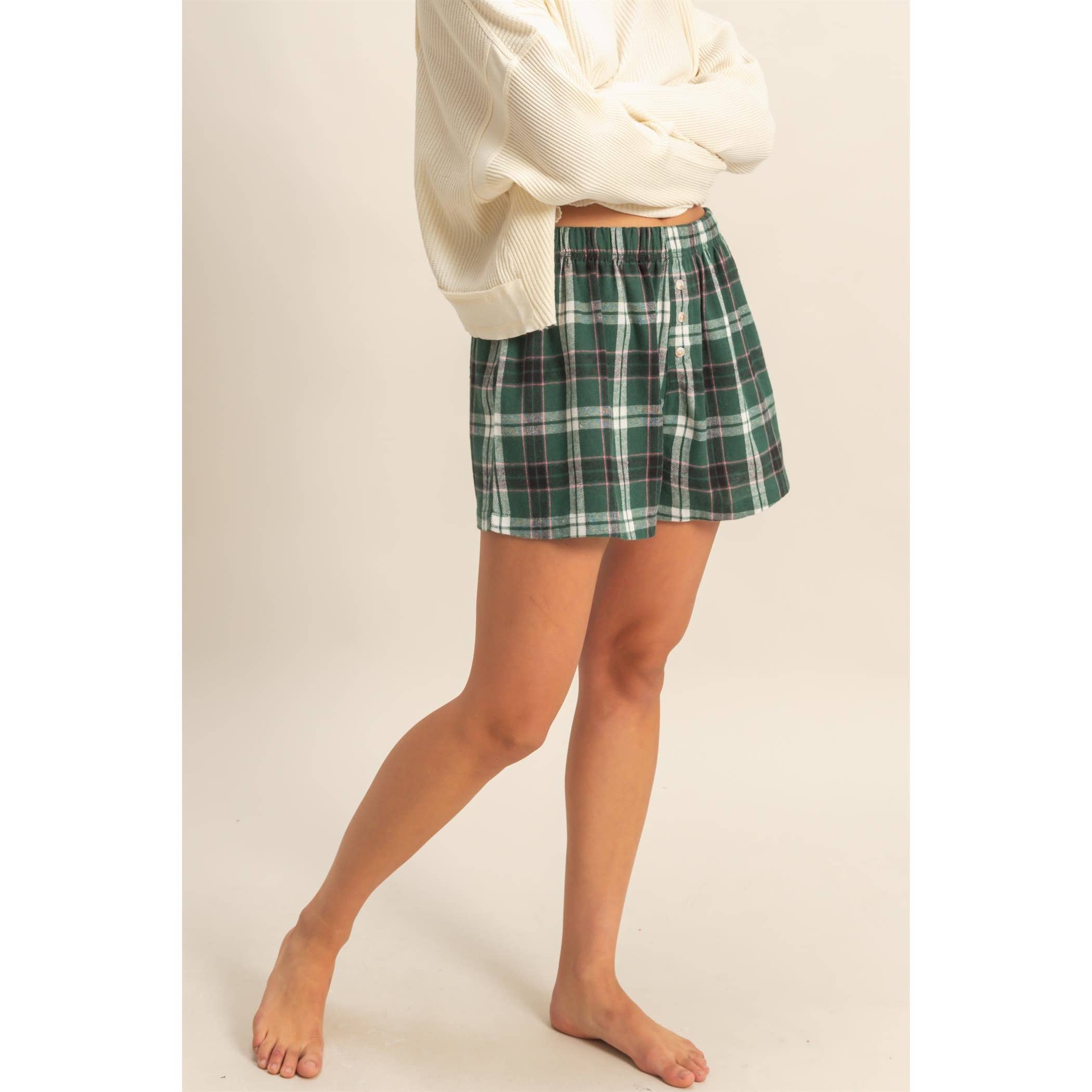 Flannel Boxer Shorts: Navy