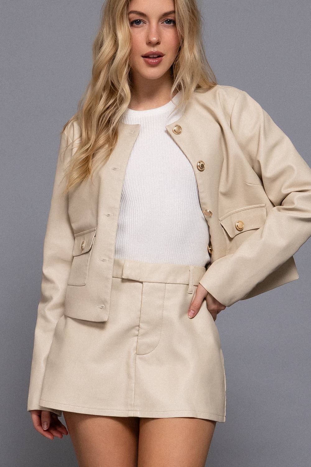 Faux Leather Skort: Ivy