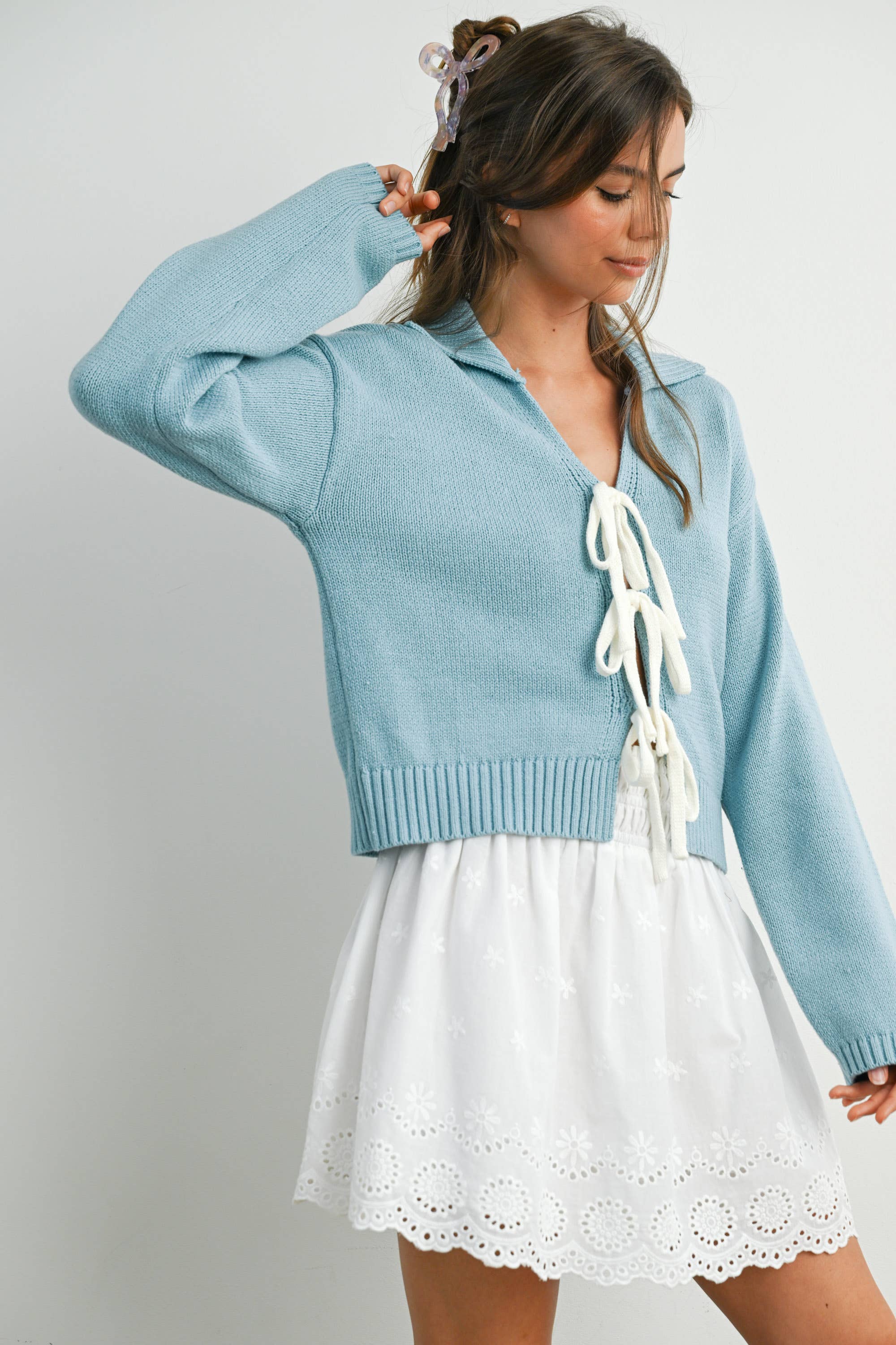 Ruffle Smocked Skirt: White
