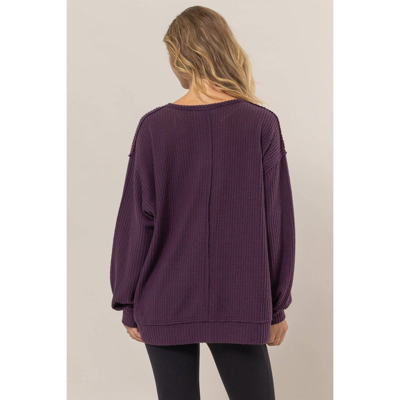 Waffle Notch Neck Top