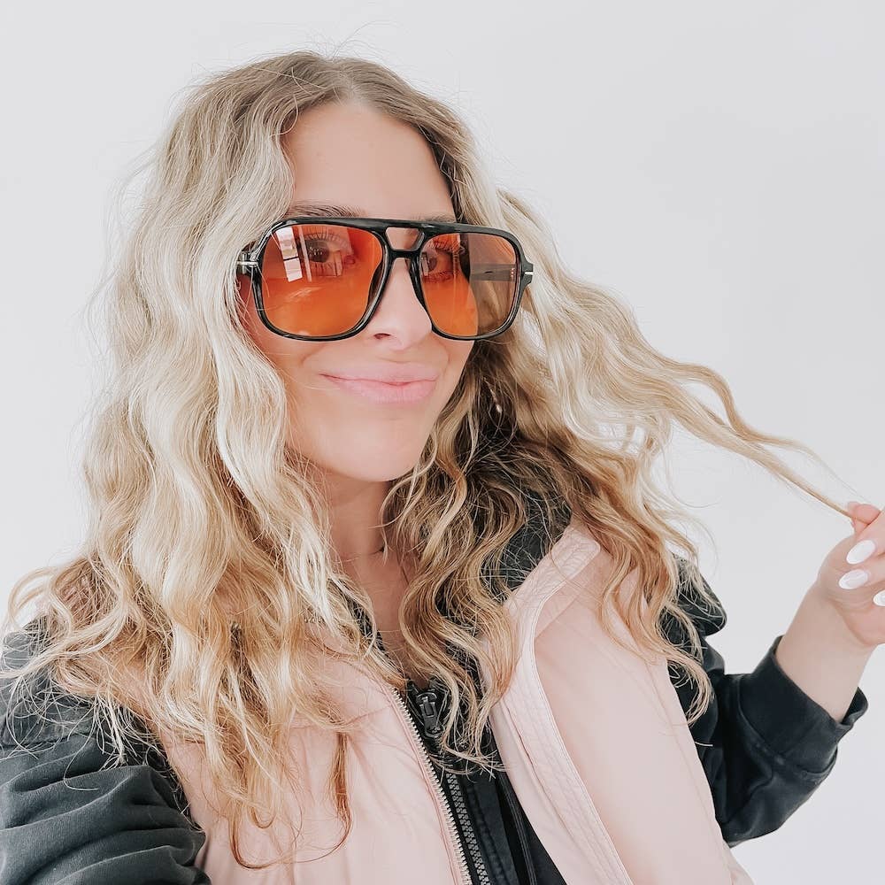 Natalie Sunglasses Black/Amber Lens