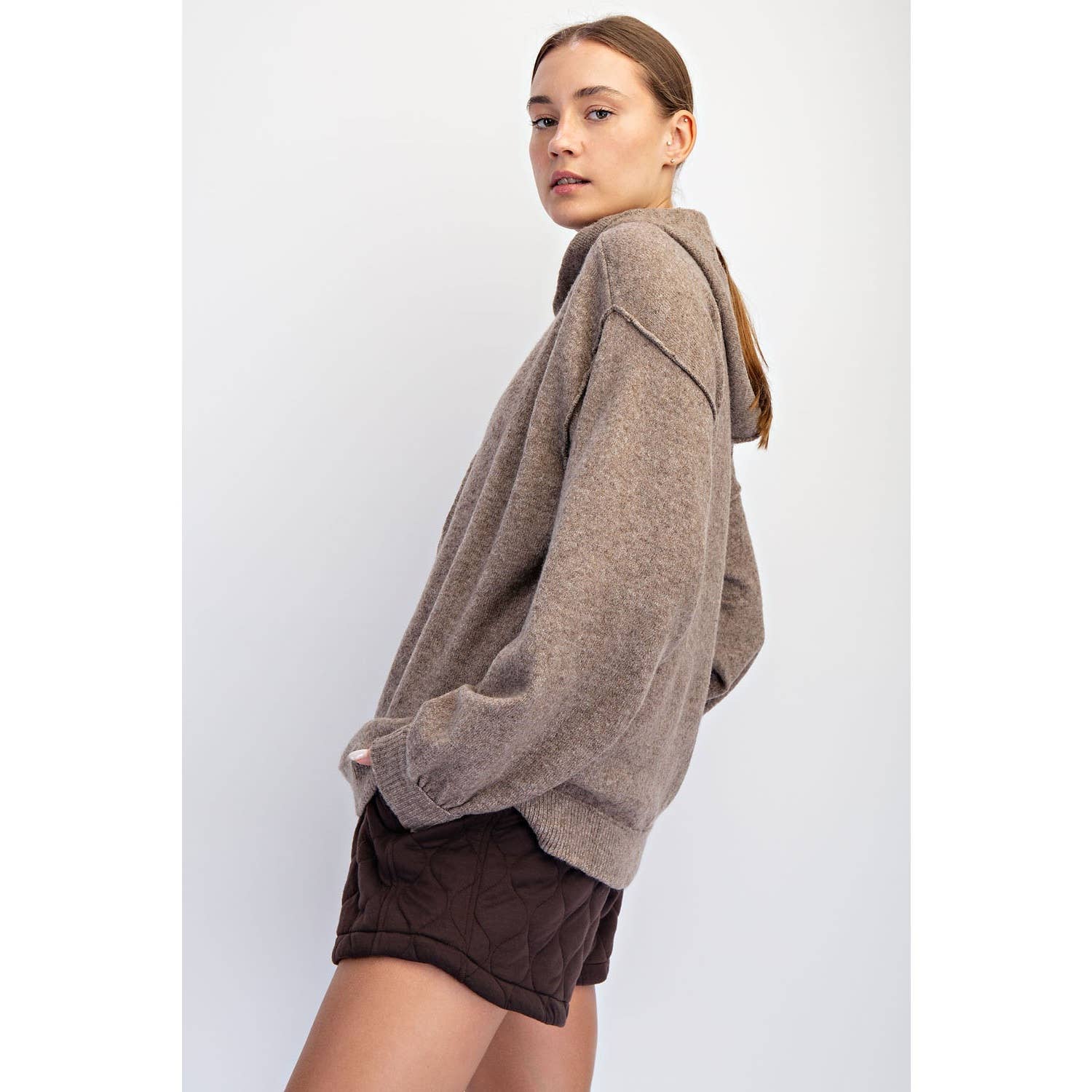 Oversize Hooded Sweater: Mocha