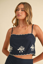 Linen Embroidery Set: NAVY