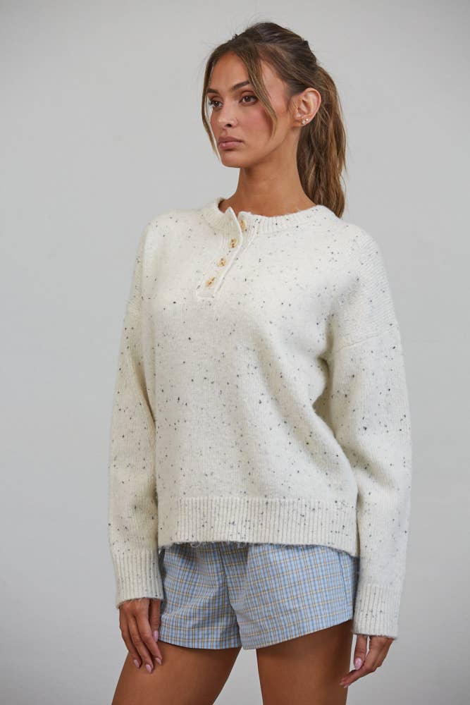 Honey Slouchy Henley Sweater
