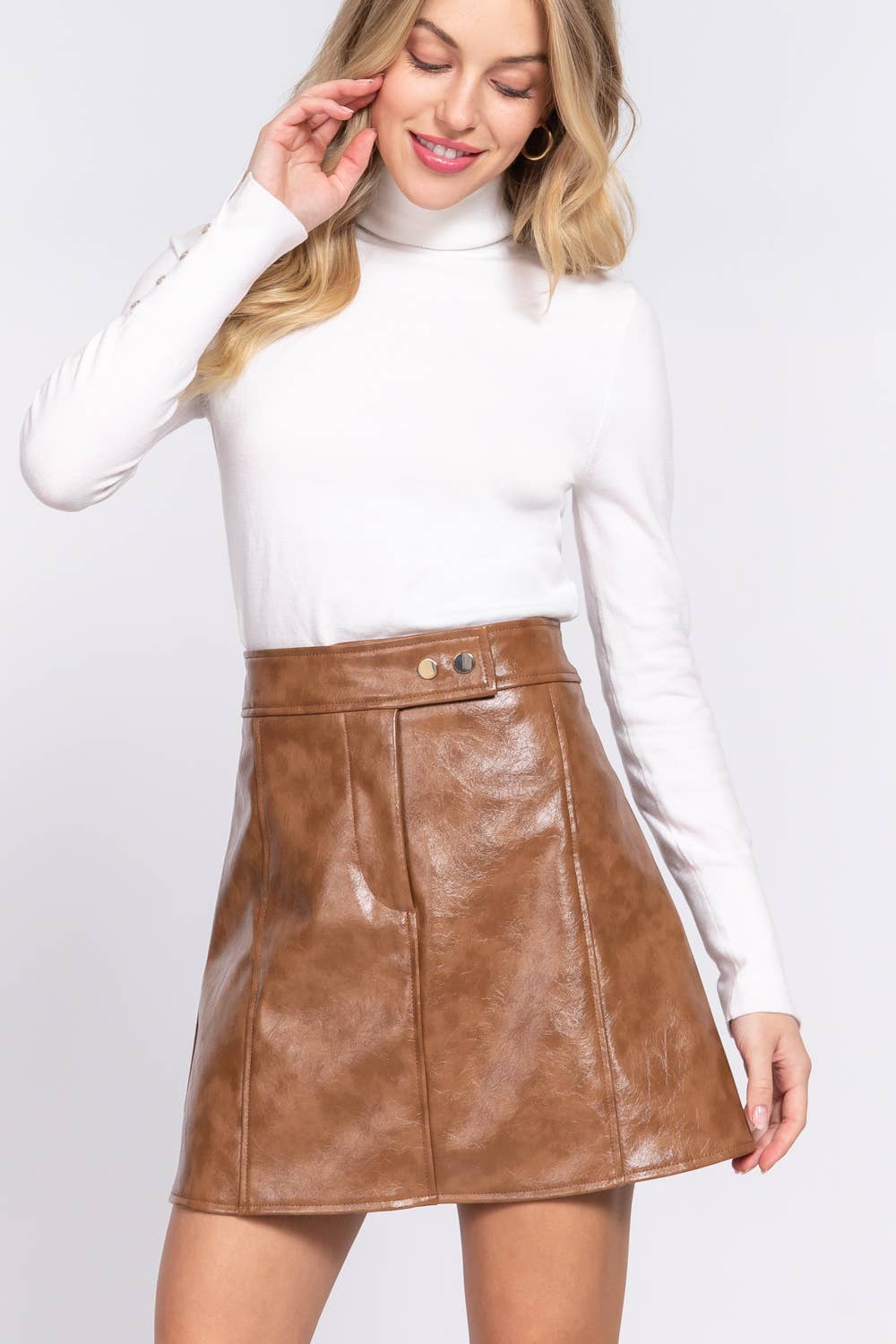A-Line Mini Skirt: Camel