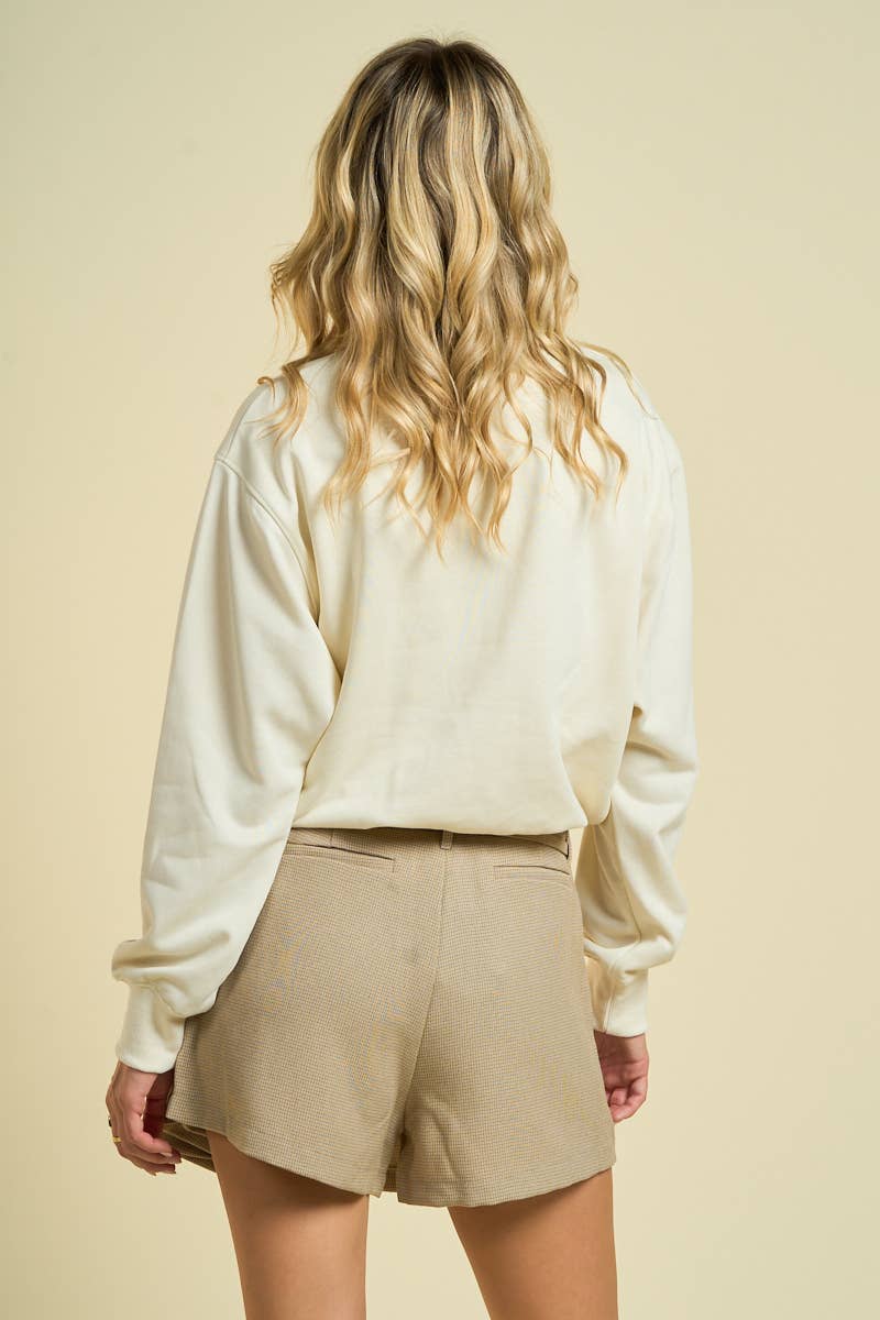 Cropped Crewneck Sweatshirt: Ivory