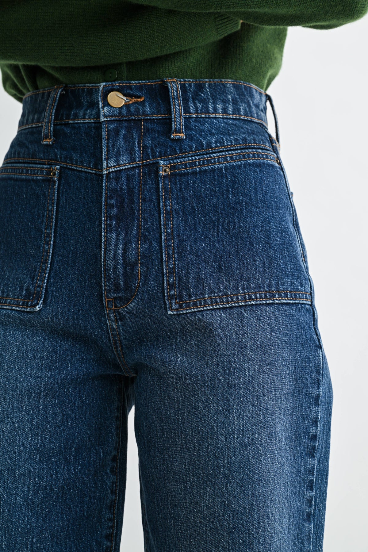 Square Pocket Straight Leg Jeans
