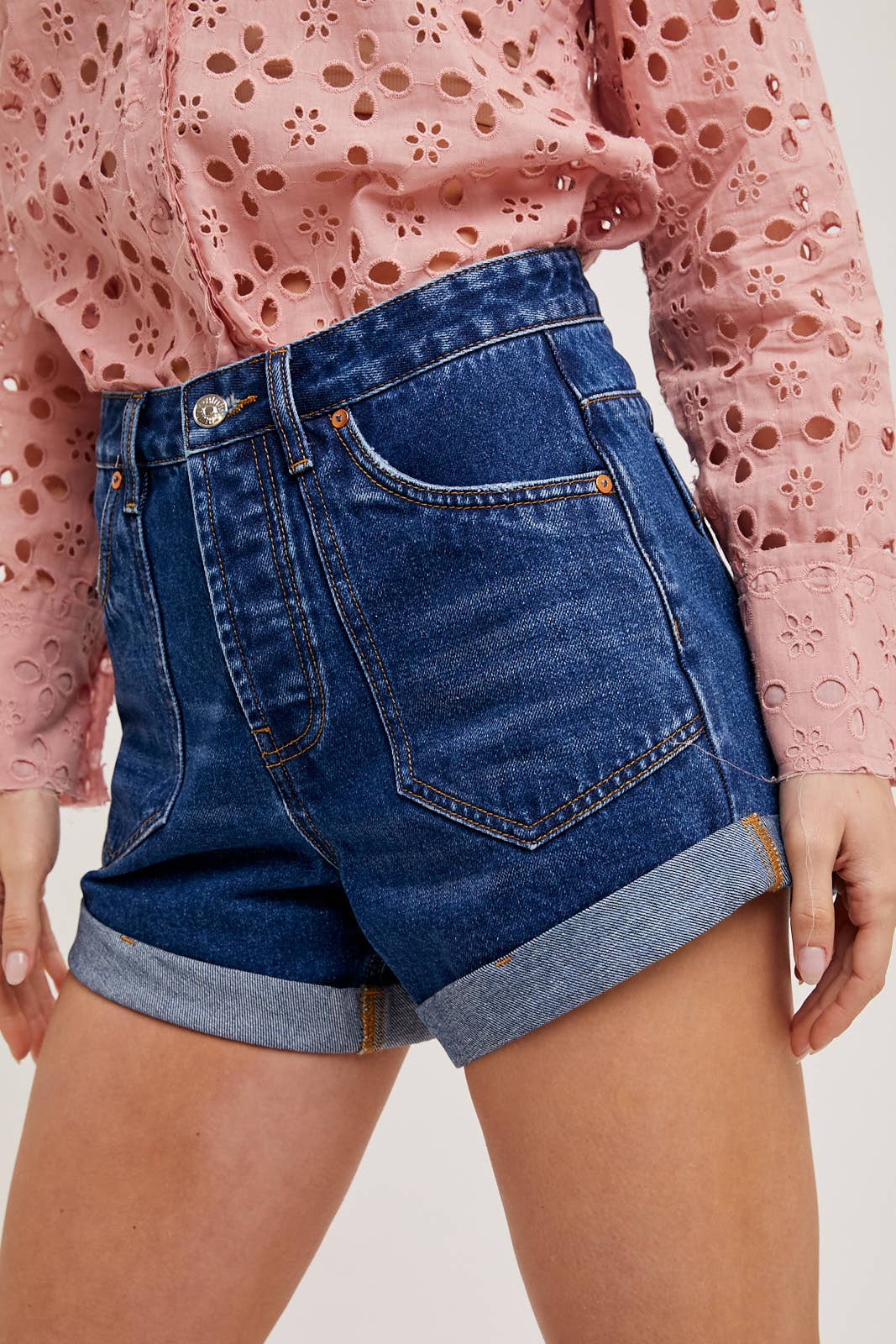 Western Rolled Hem Shorts Dk