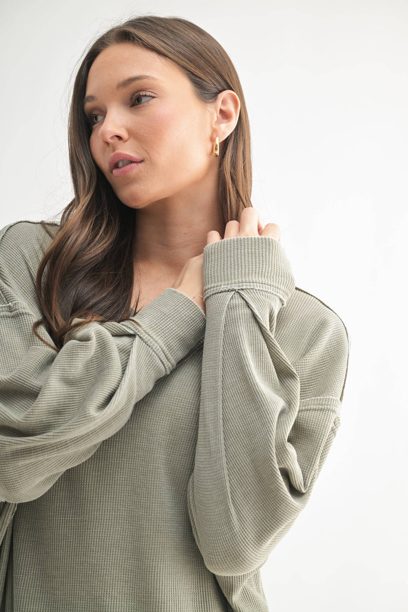 Waffle Knit Oversized:PLUM