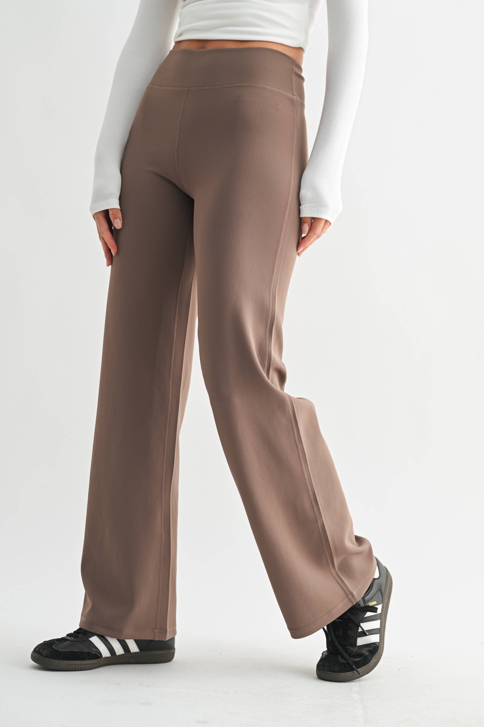 Jacquard Wide Leg Pant: Taupe
