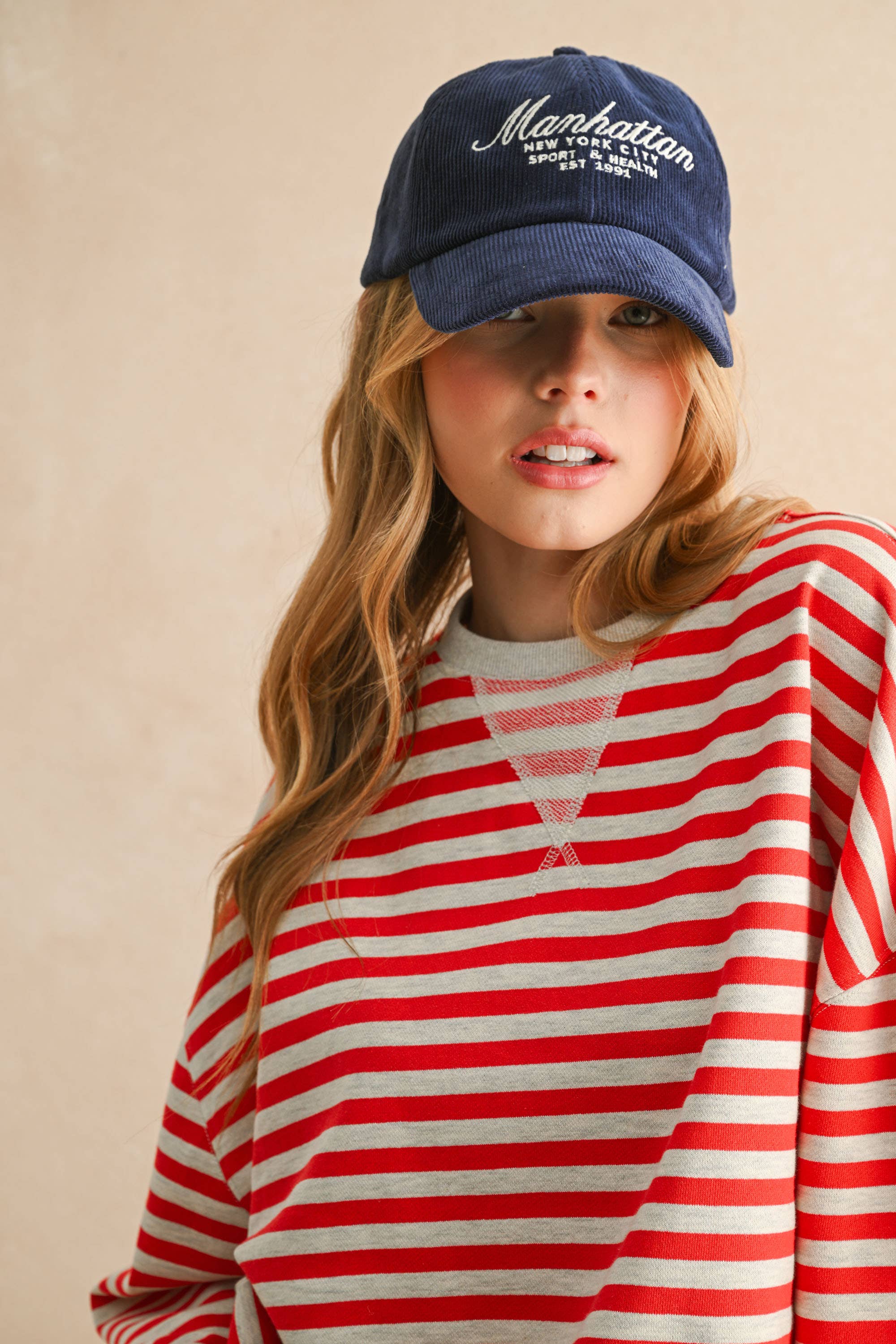 Striped Pullover: Red/Gray