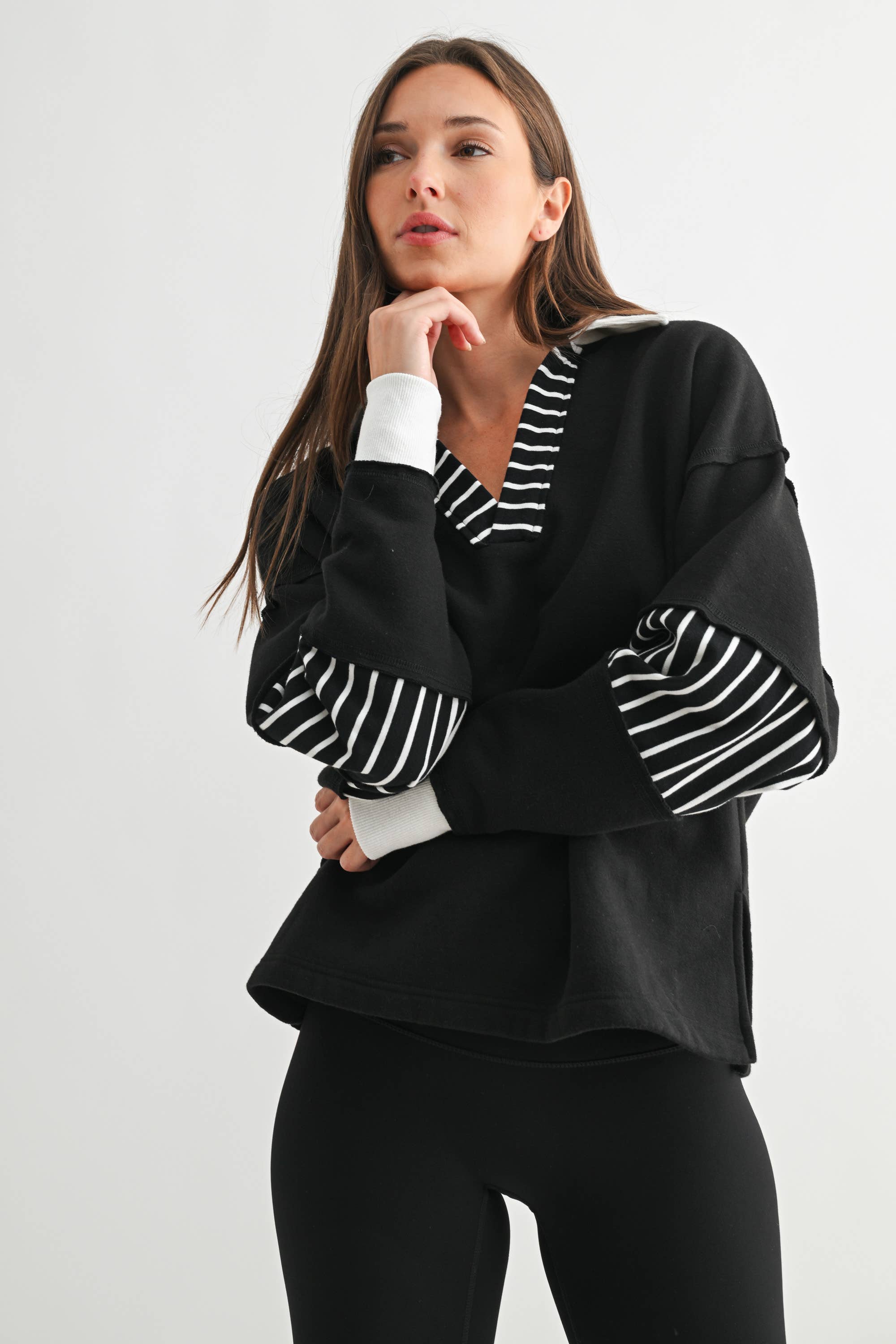 Varsity Pullover: Black