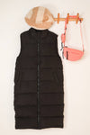 Long Puffer Vest with Pockets