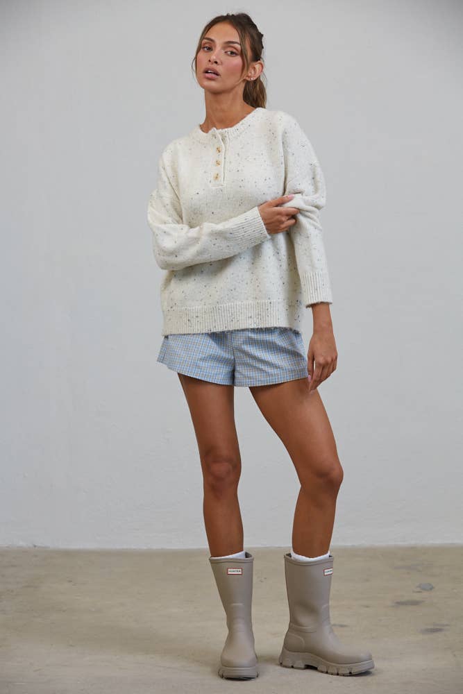 Honey Slouchy Henley Sweater