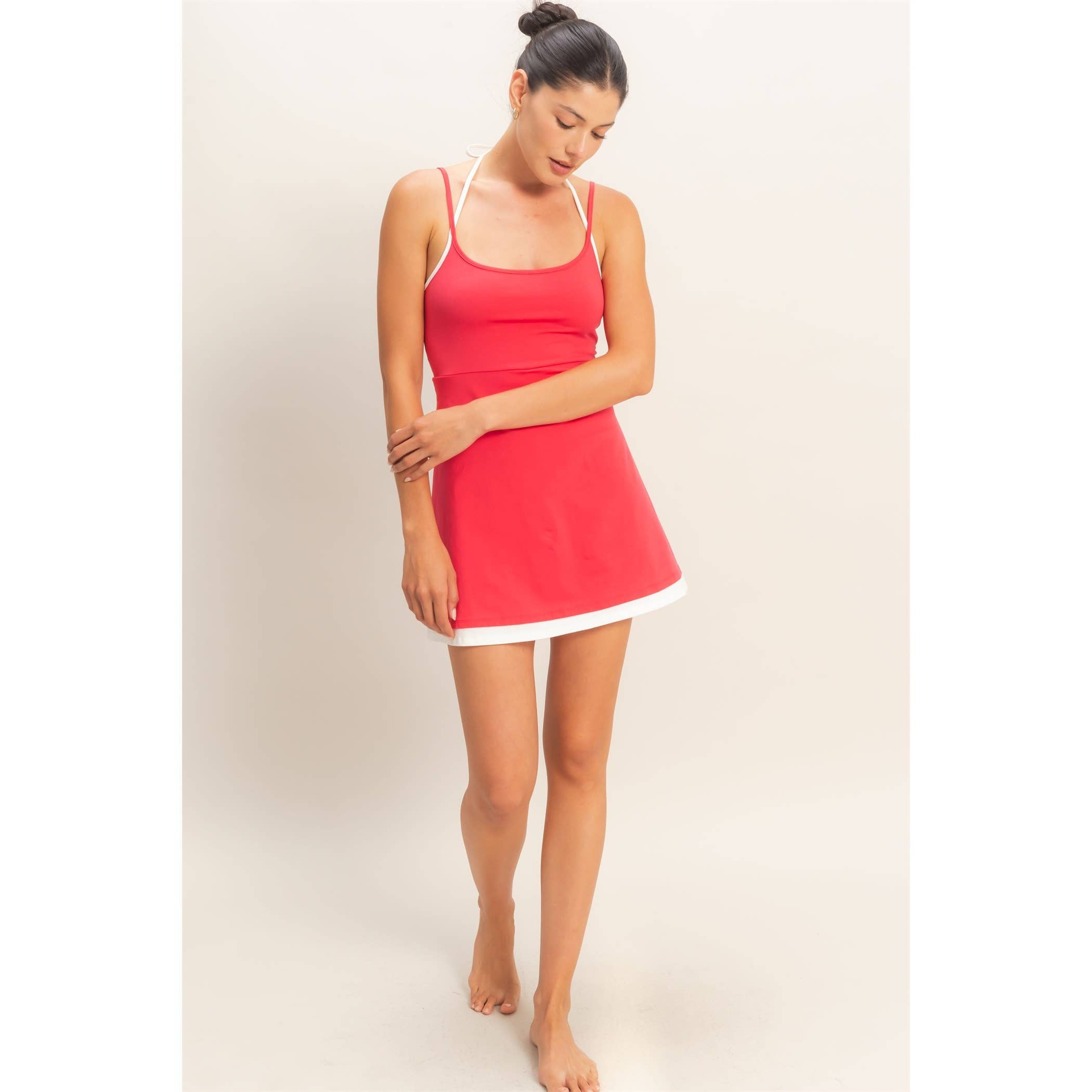 Athletic Mini Dress:Red