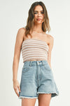 Striped Tube Top-PINK