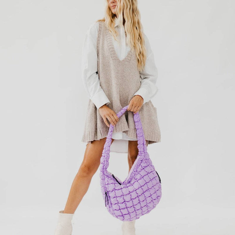 Carmen Quilted Tote Bag: Lilac