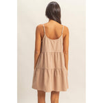 Spaghetti Strap Mini Dress: DARK TAUPE