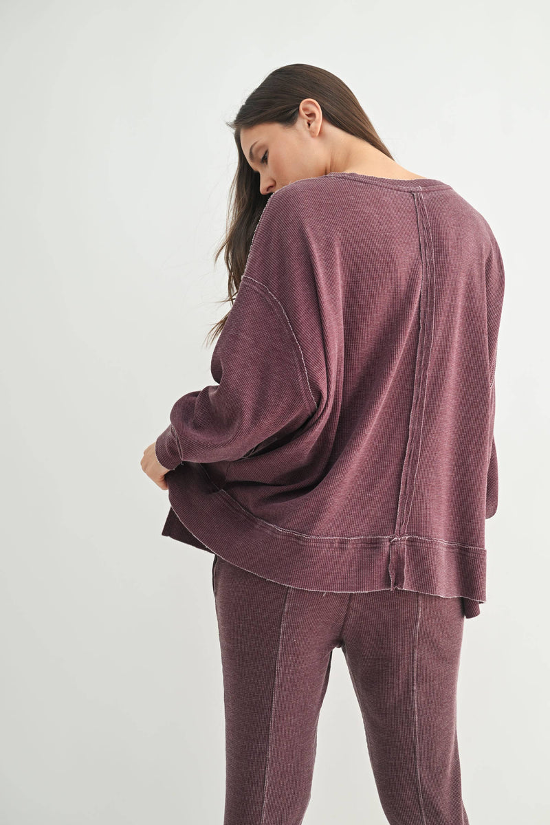 Waffle Knit Oversized:PLUM