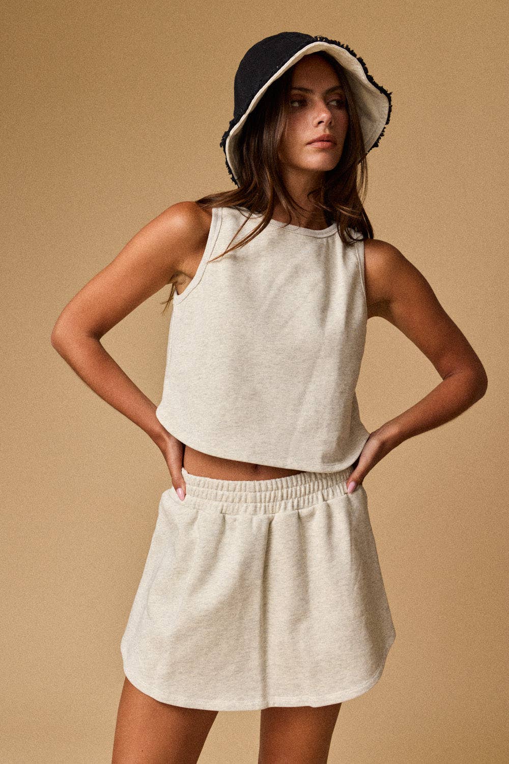 Kailee Tennis Skort Set: White Melange