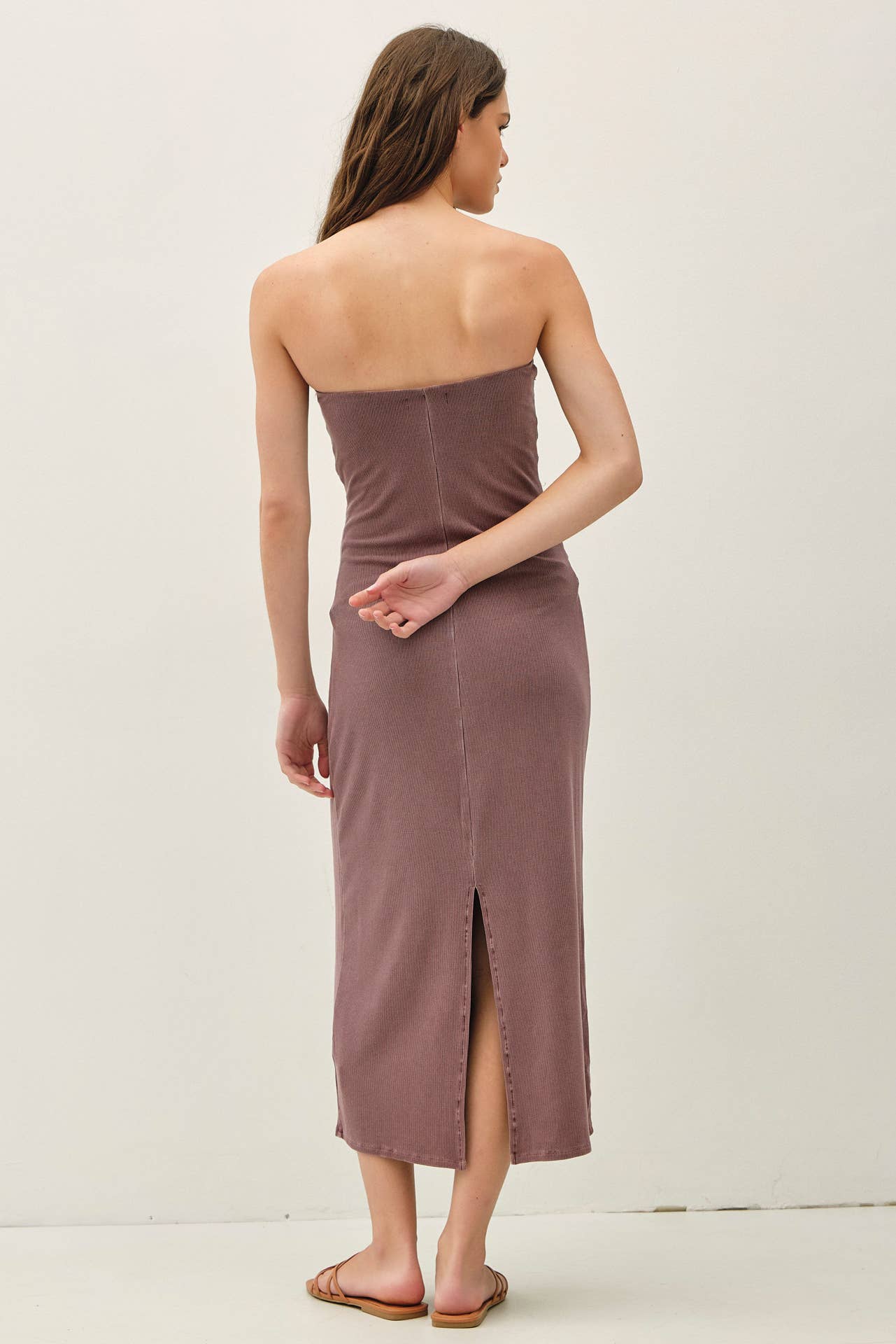 Ruched Tube Dress: Sepia