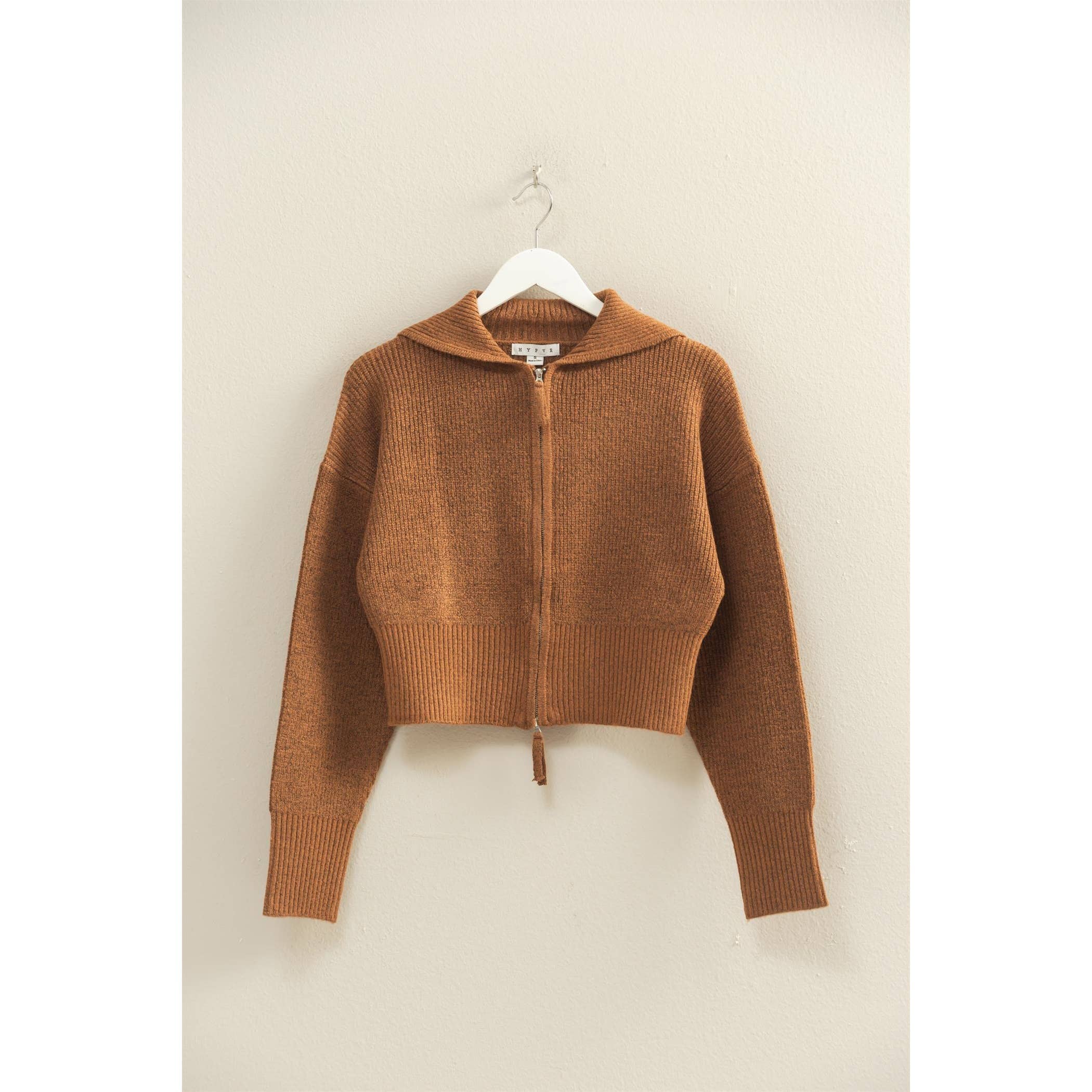 Brown Collared Sweater Cardigan: