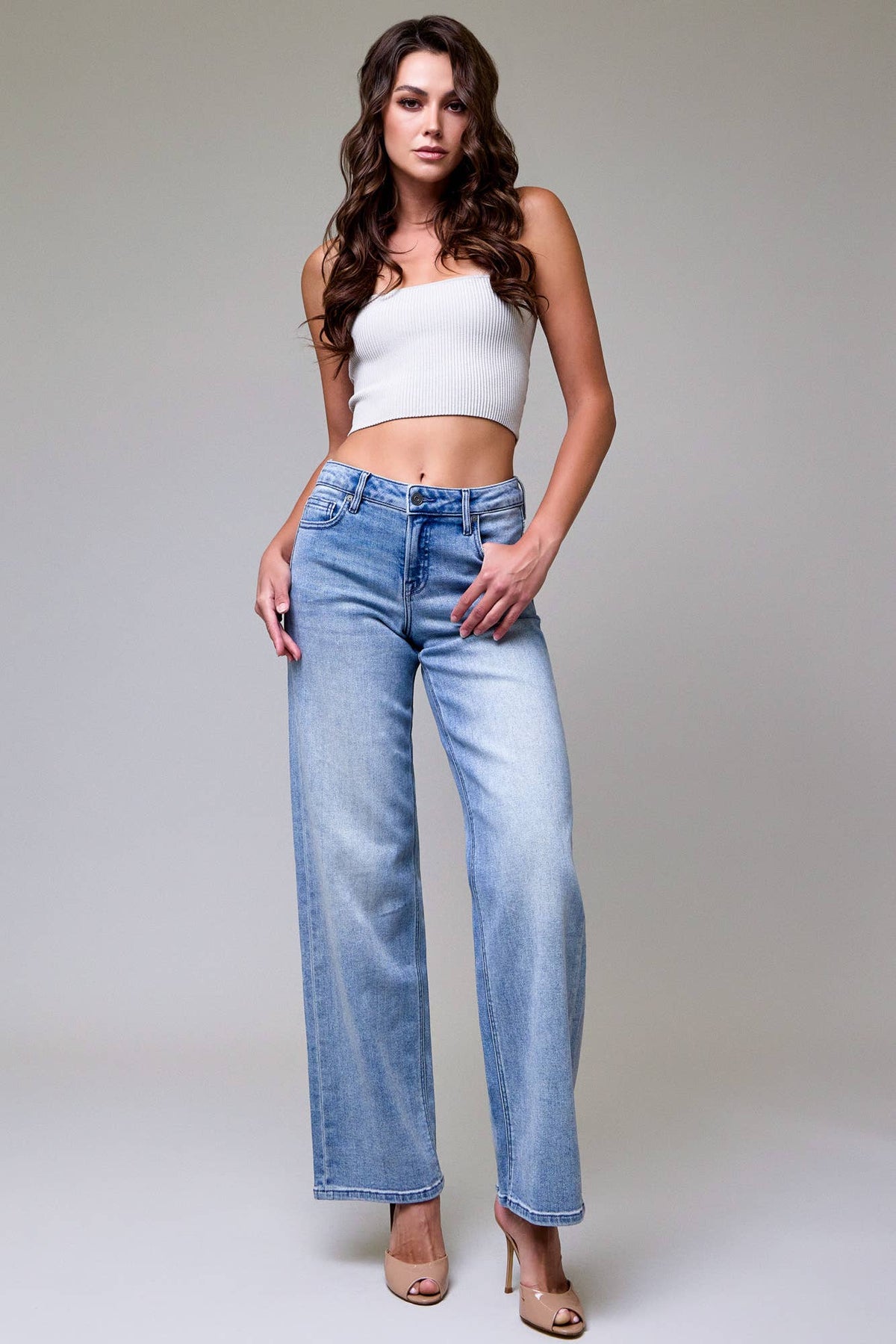Light Mid Rise Dad Jeans:
