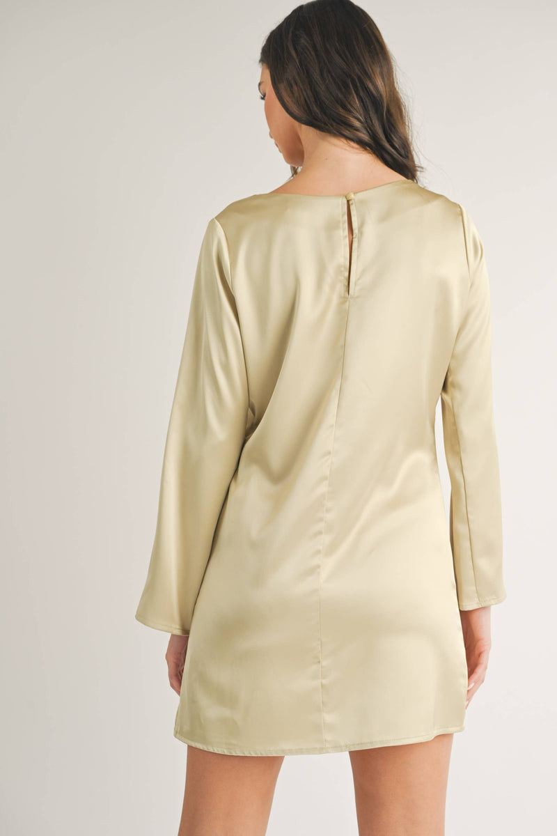 Boat Neck Satin Dress