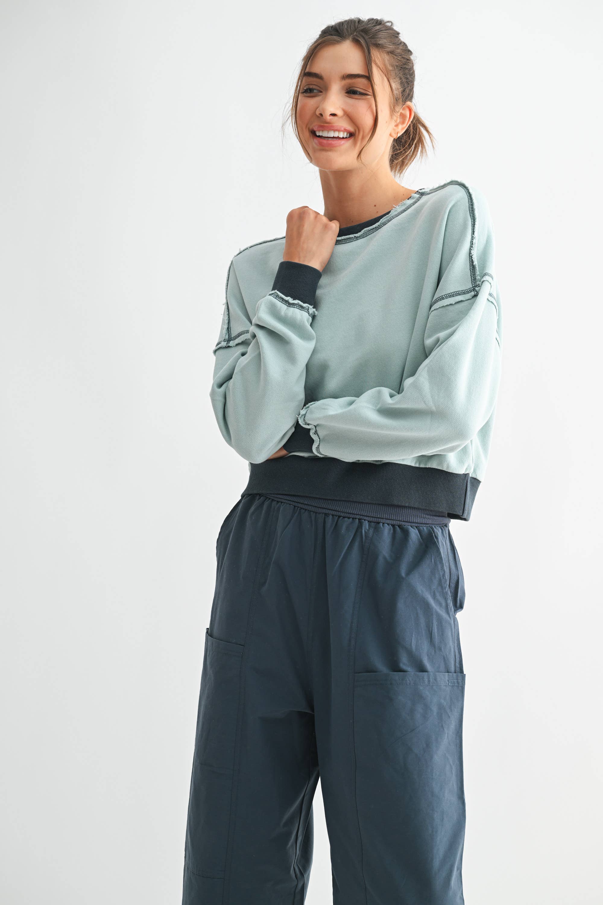 EchoWash Cotton Crewneck:Blue