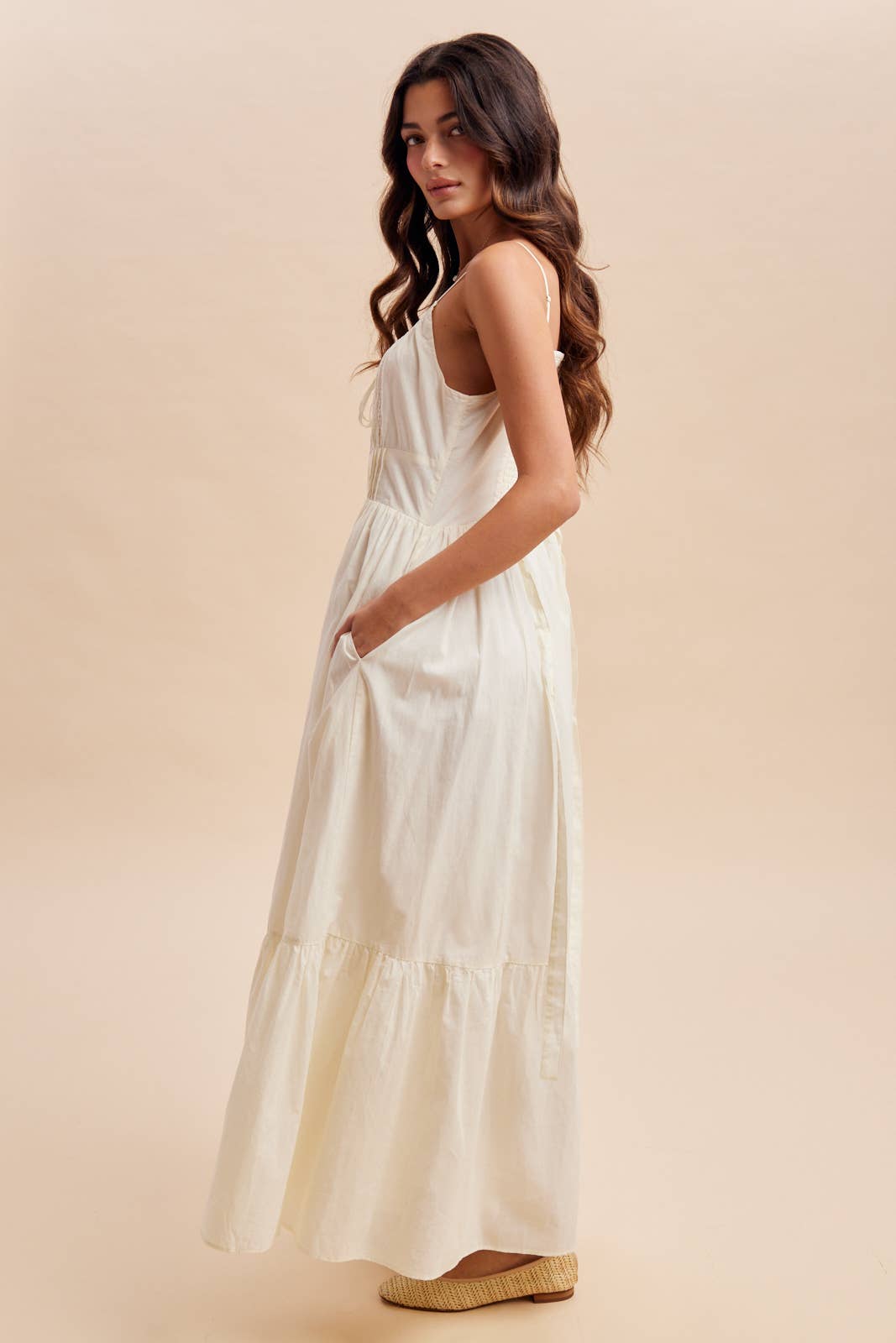 Gathered Maxi Dress: Buttercream