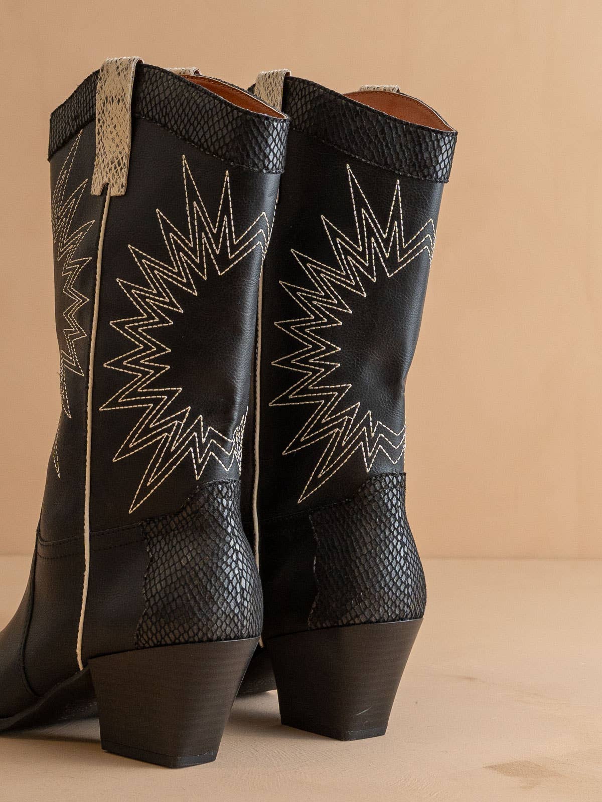 Snake Print Cowboy Boot: Black