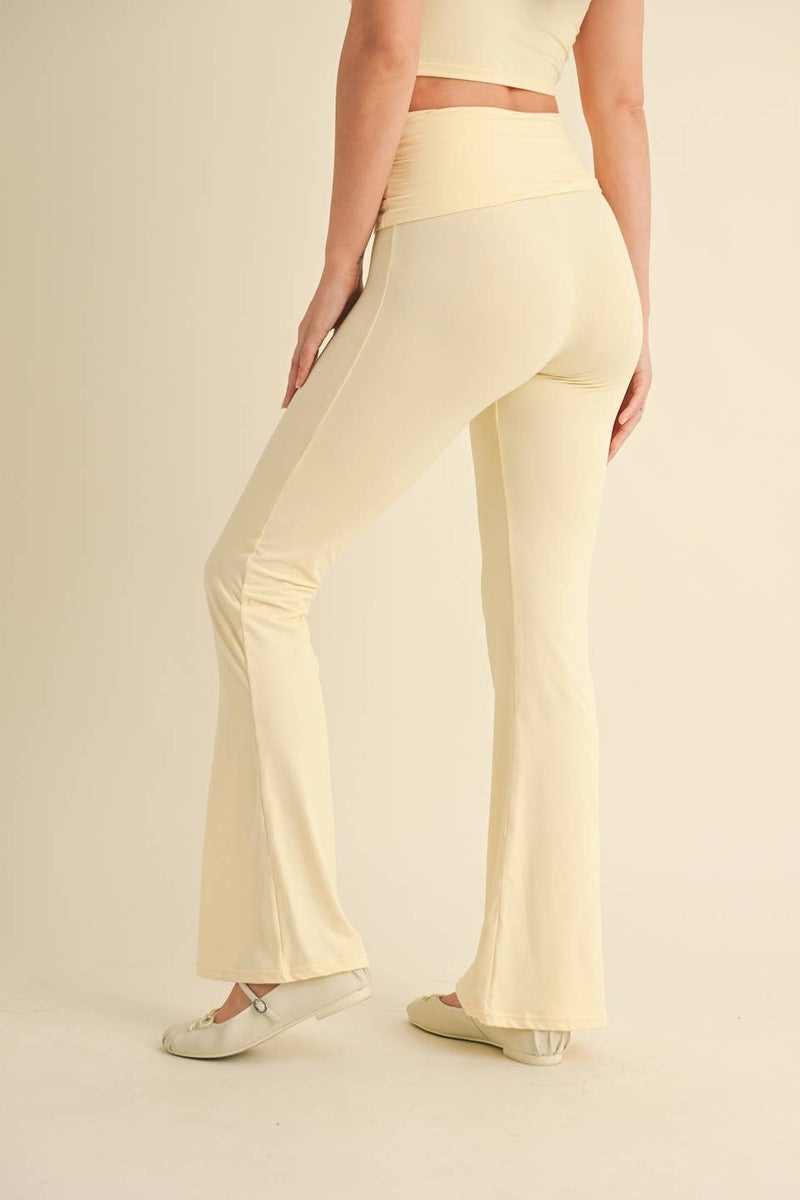 Foldover Flare Pants:Choc.