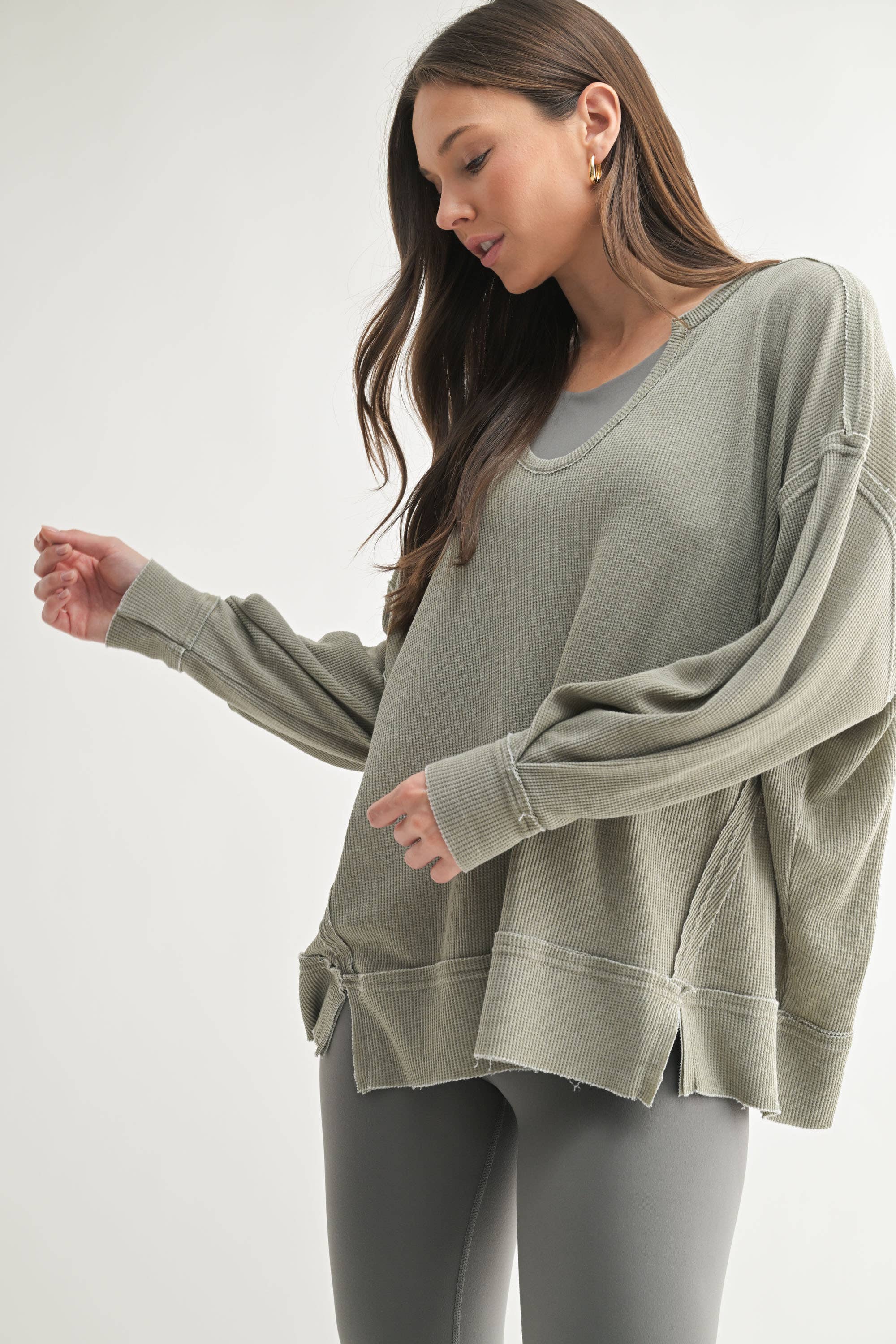 Waffle Knit Oversized:PLUM