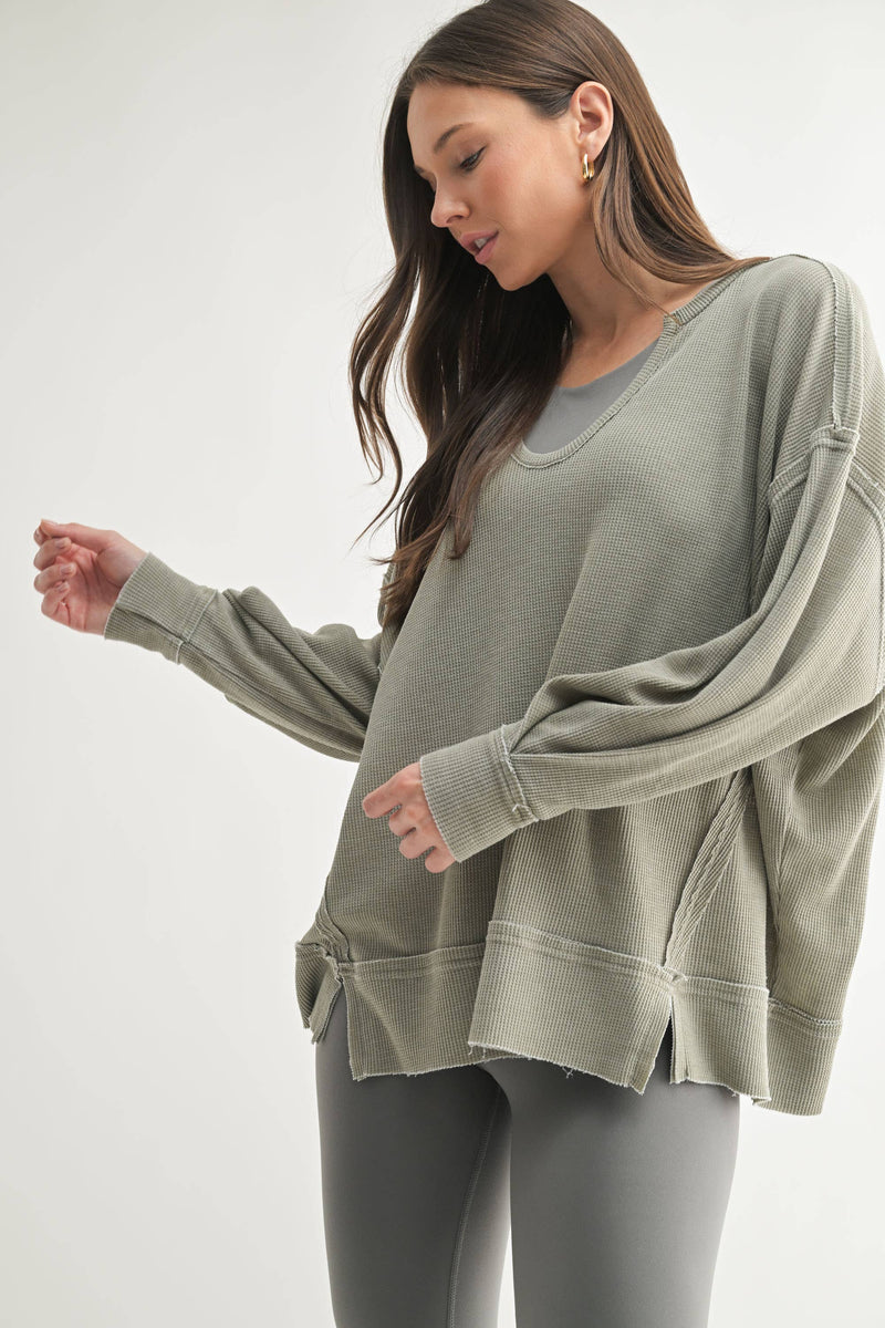 Waffle Knit Oversized:PLUM
