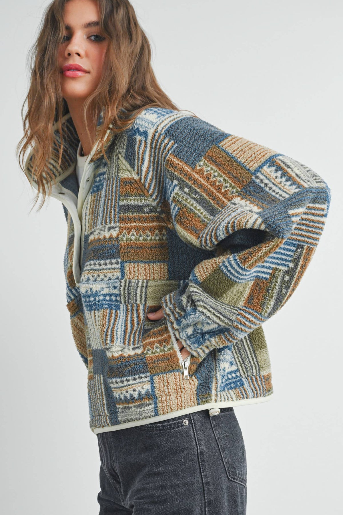 Patchwork Print Sweatshirt: Multi
