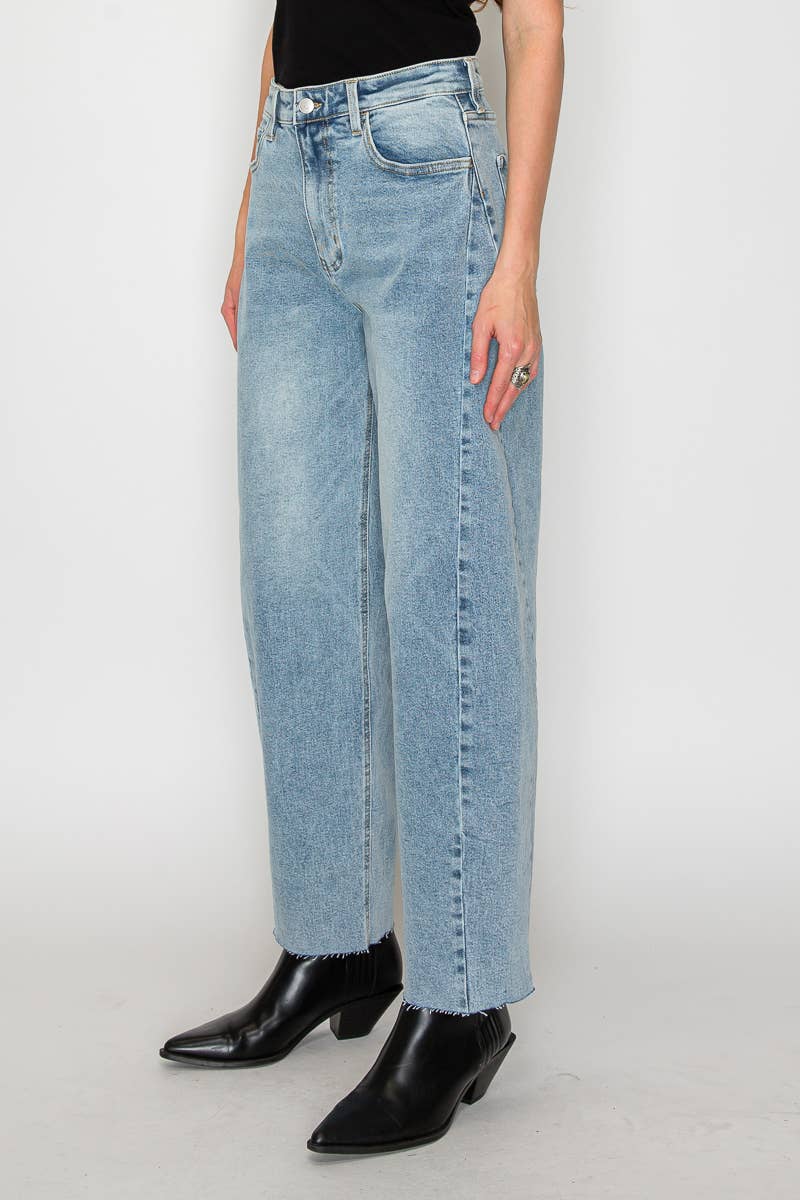 High Rise  Barrel Jeans: Blue