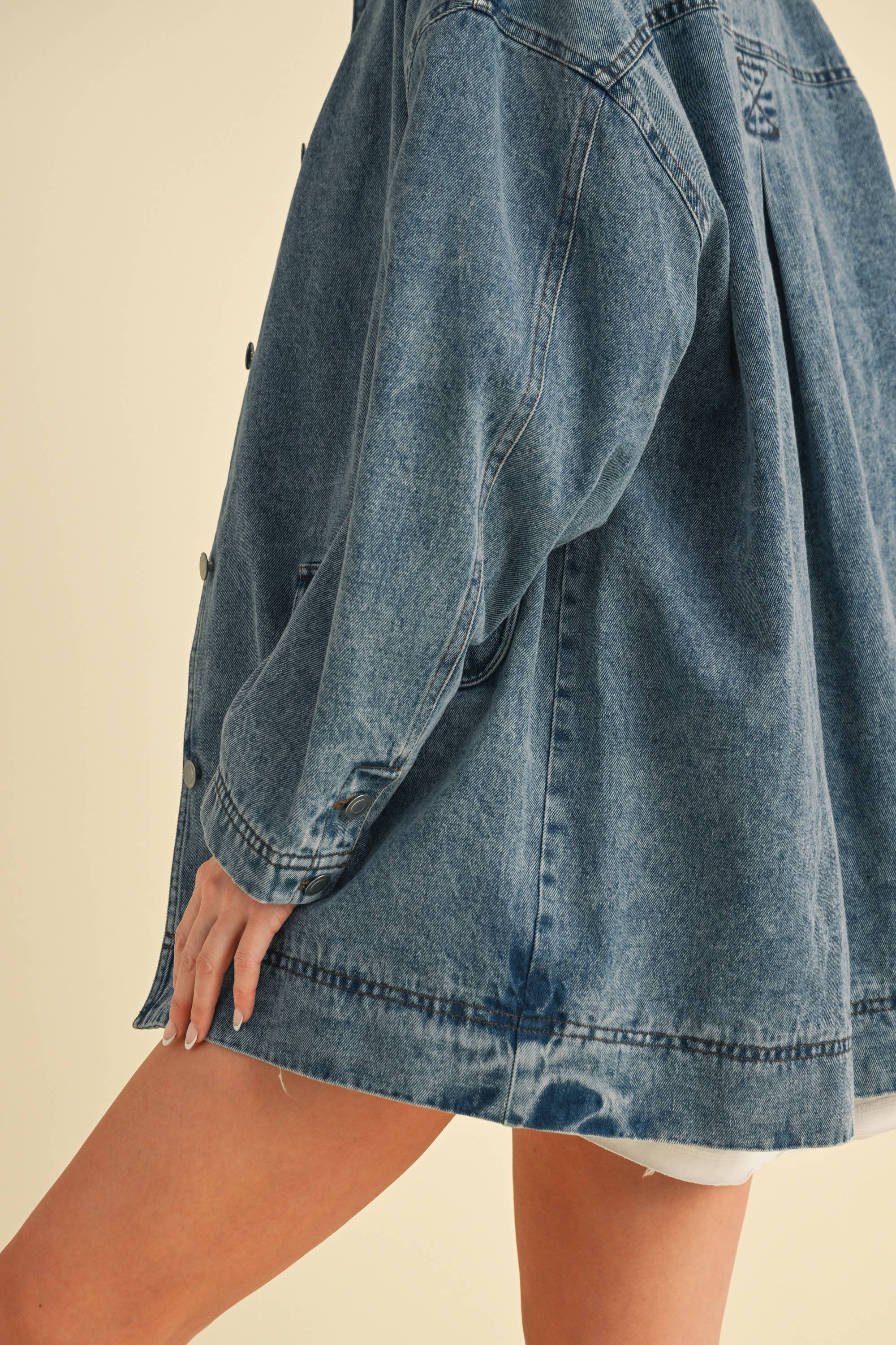 Corduroy Collar Denim Jacket: