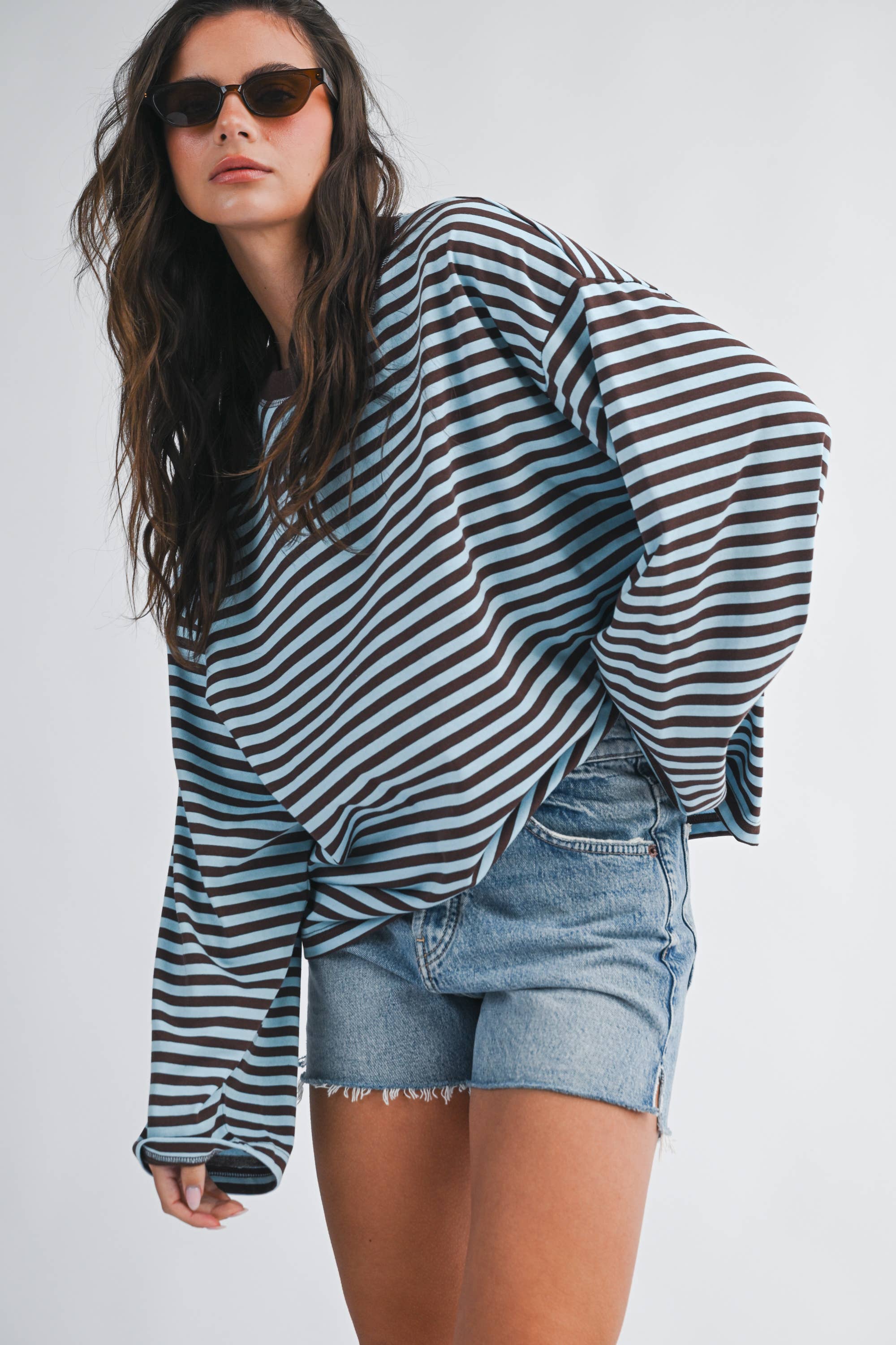 Oversized Stripe Top: Chocolate