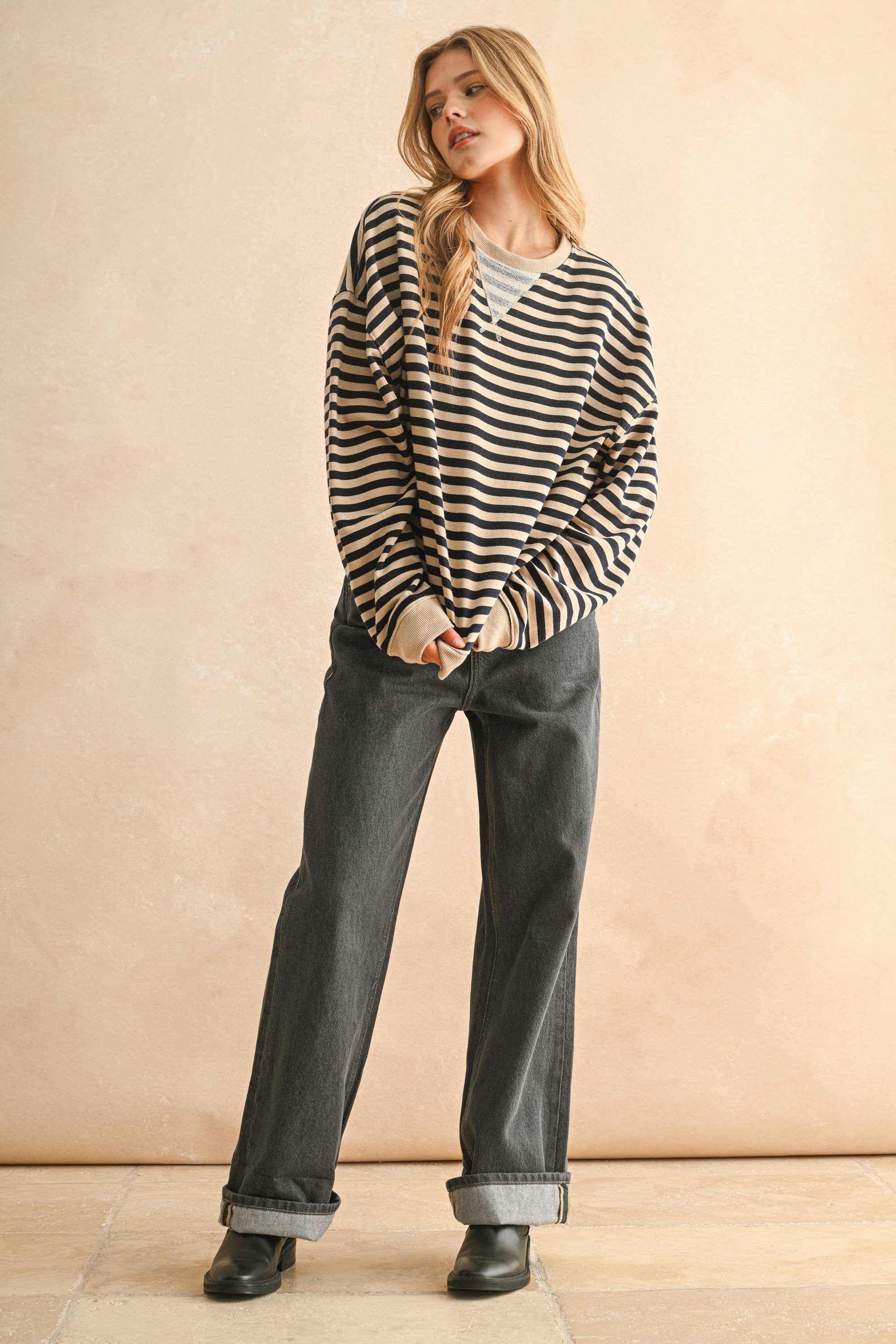 Striped Pullover: Red/Gray