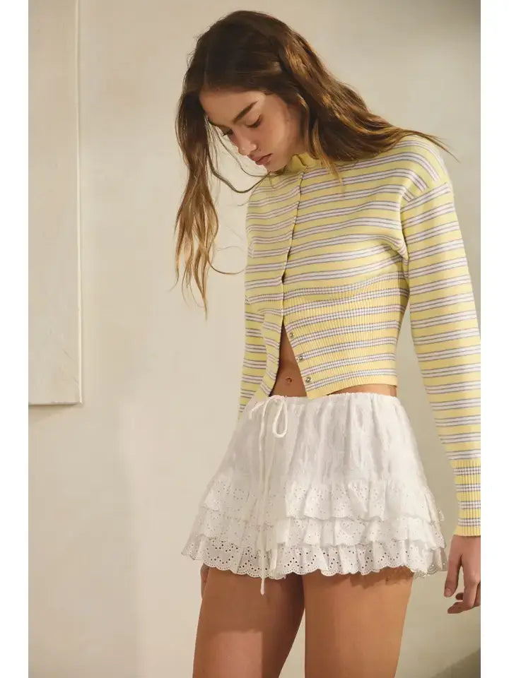 Jo Striped Snap Button Cardigan