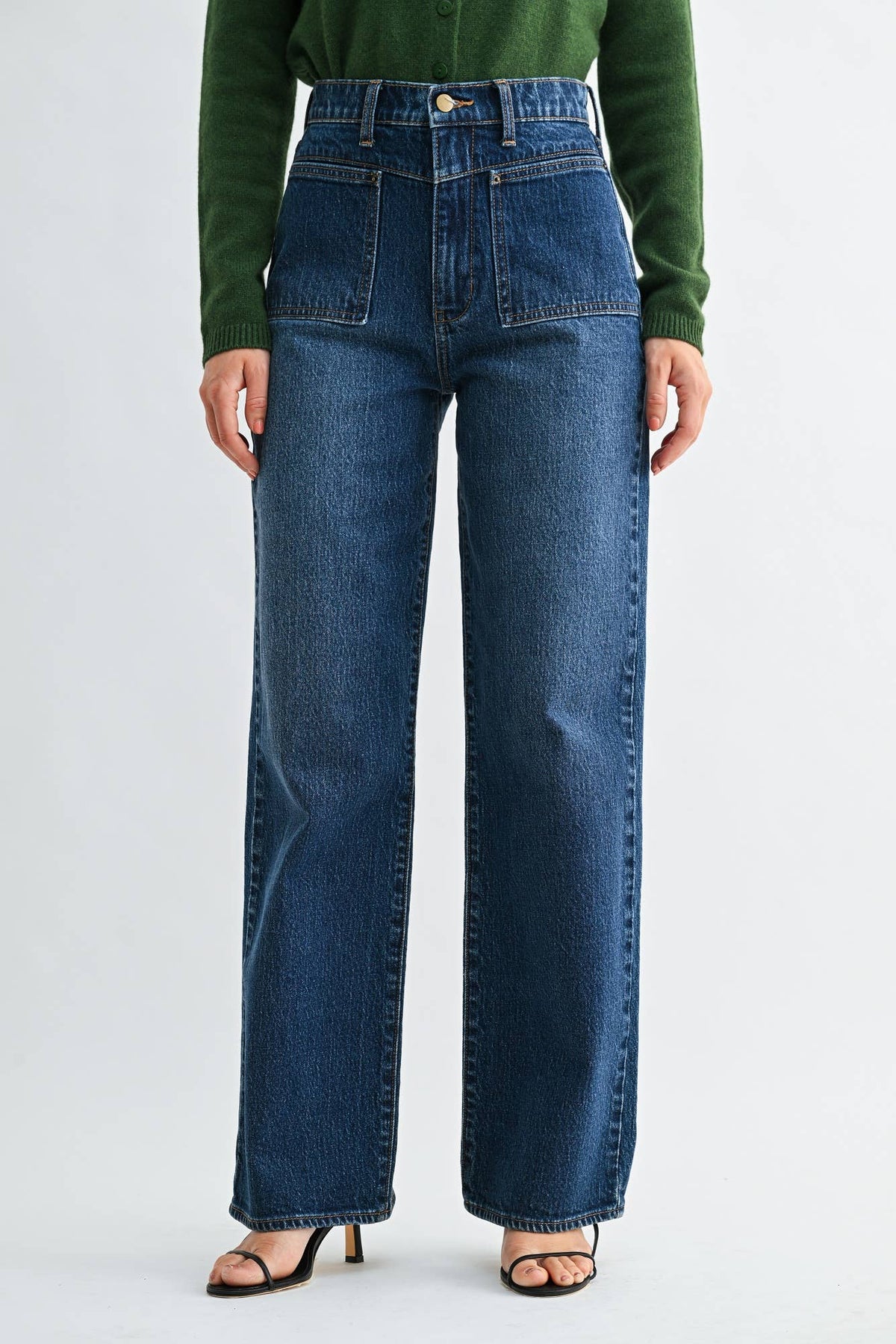 Square Pocket Straight Leg Jeans