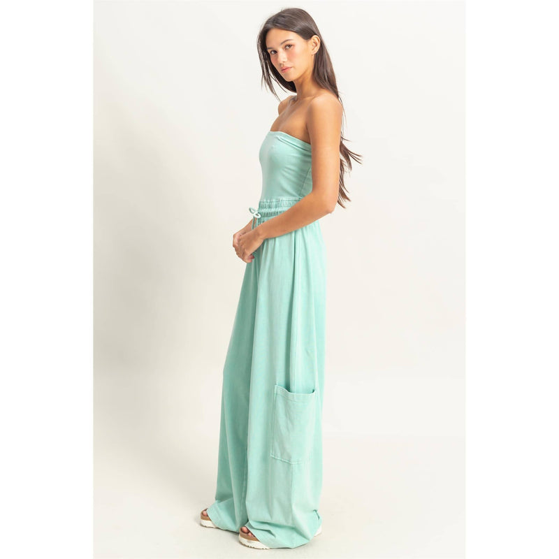Tube Top Jumpsuit:BLACK