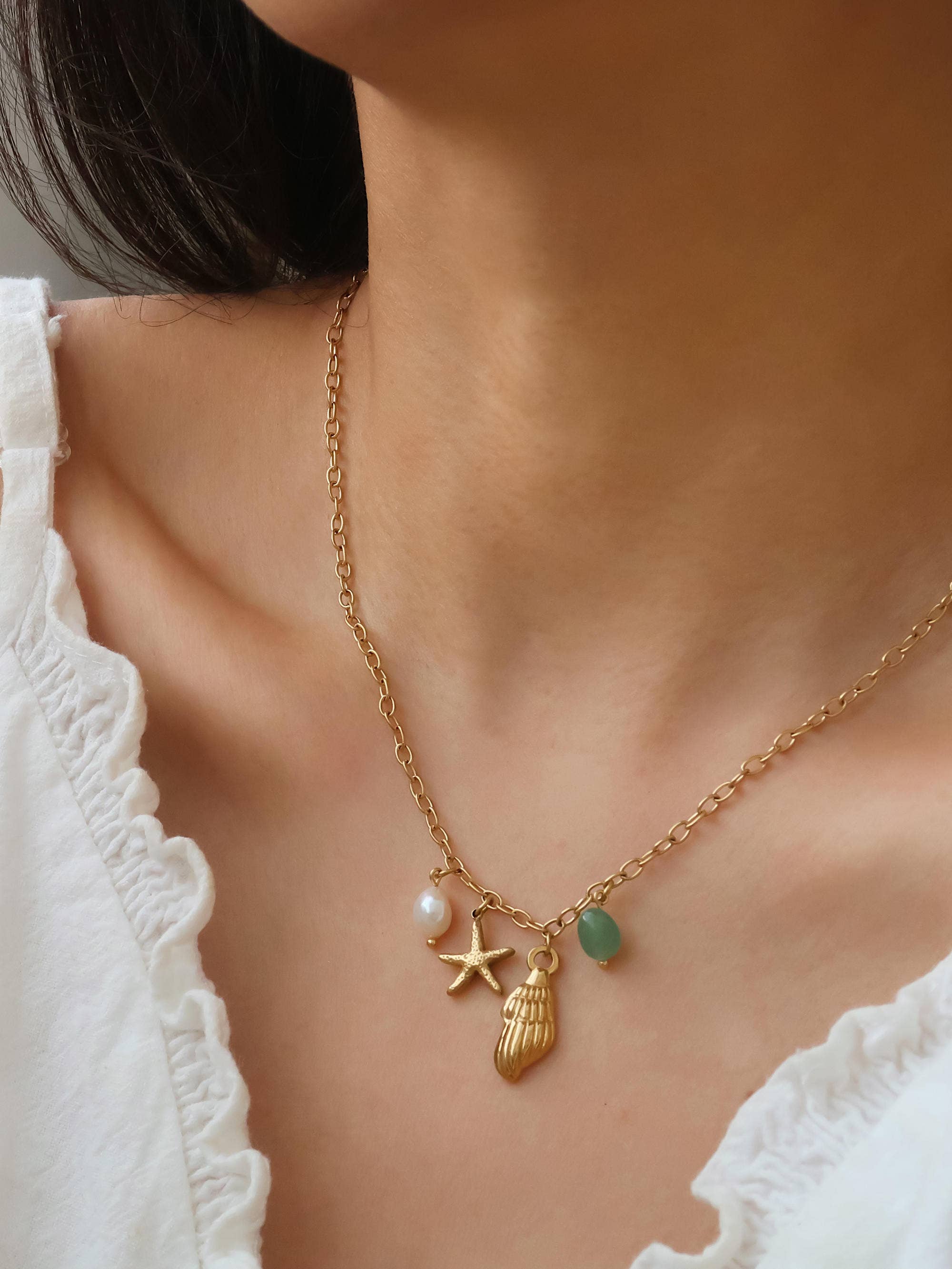 Bonbon 18K Gold Pearl and Shell Necklace
